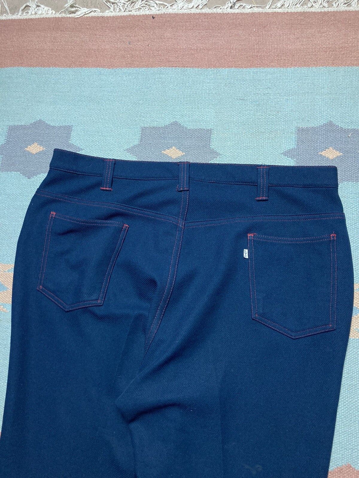 Vintage 1960s Levis big E gentleman jeans knit polyester pants 40x30 Size US 40 / EU 56 - 3 Thumbnail