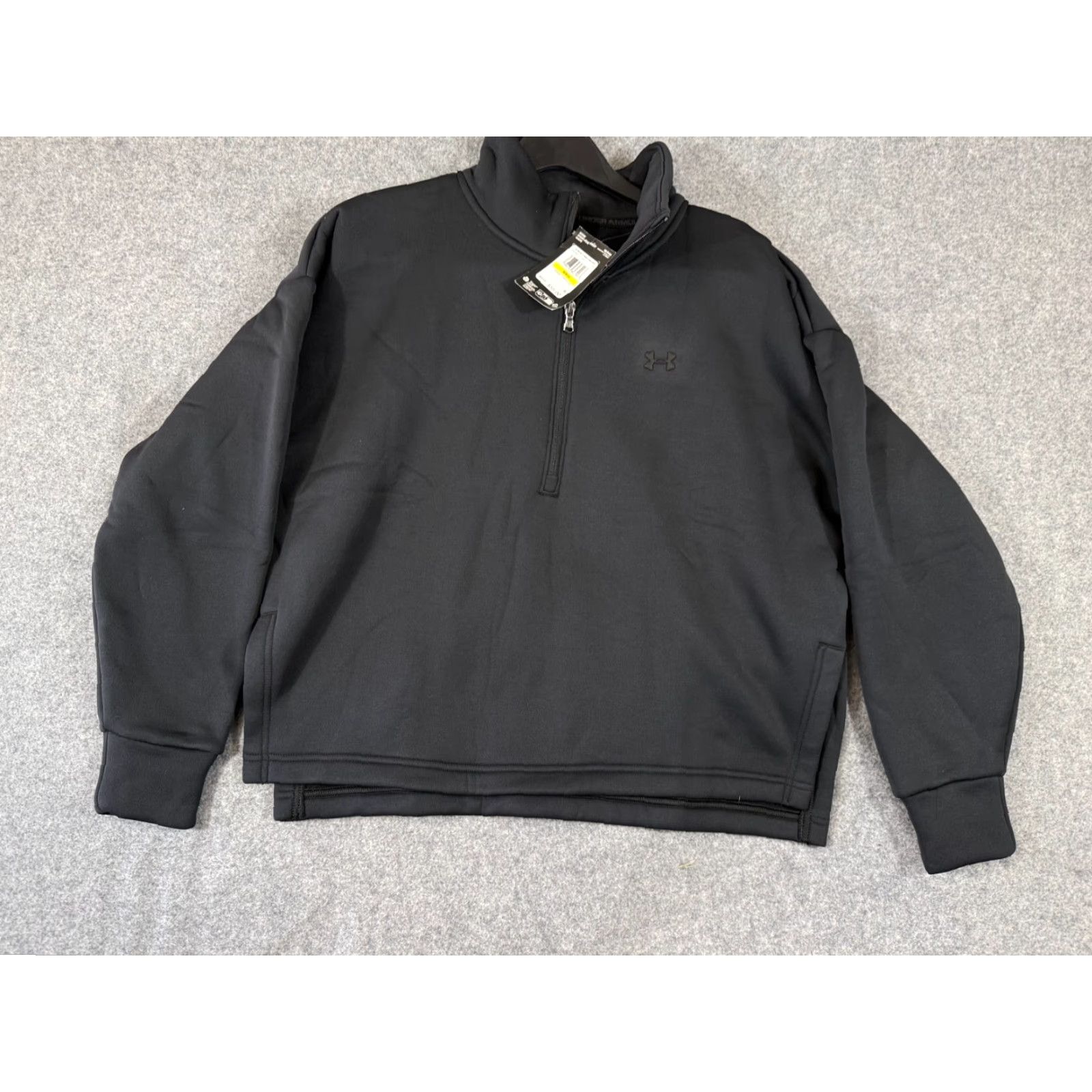 Under Armour Under Armour Fleece Jacket Womens M Black Half-Zip Pullover Loose Mock Neck NWT Size M / US 6-8 / IT 42-44 - 4 Thumbnail