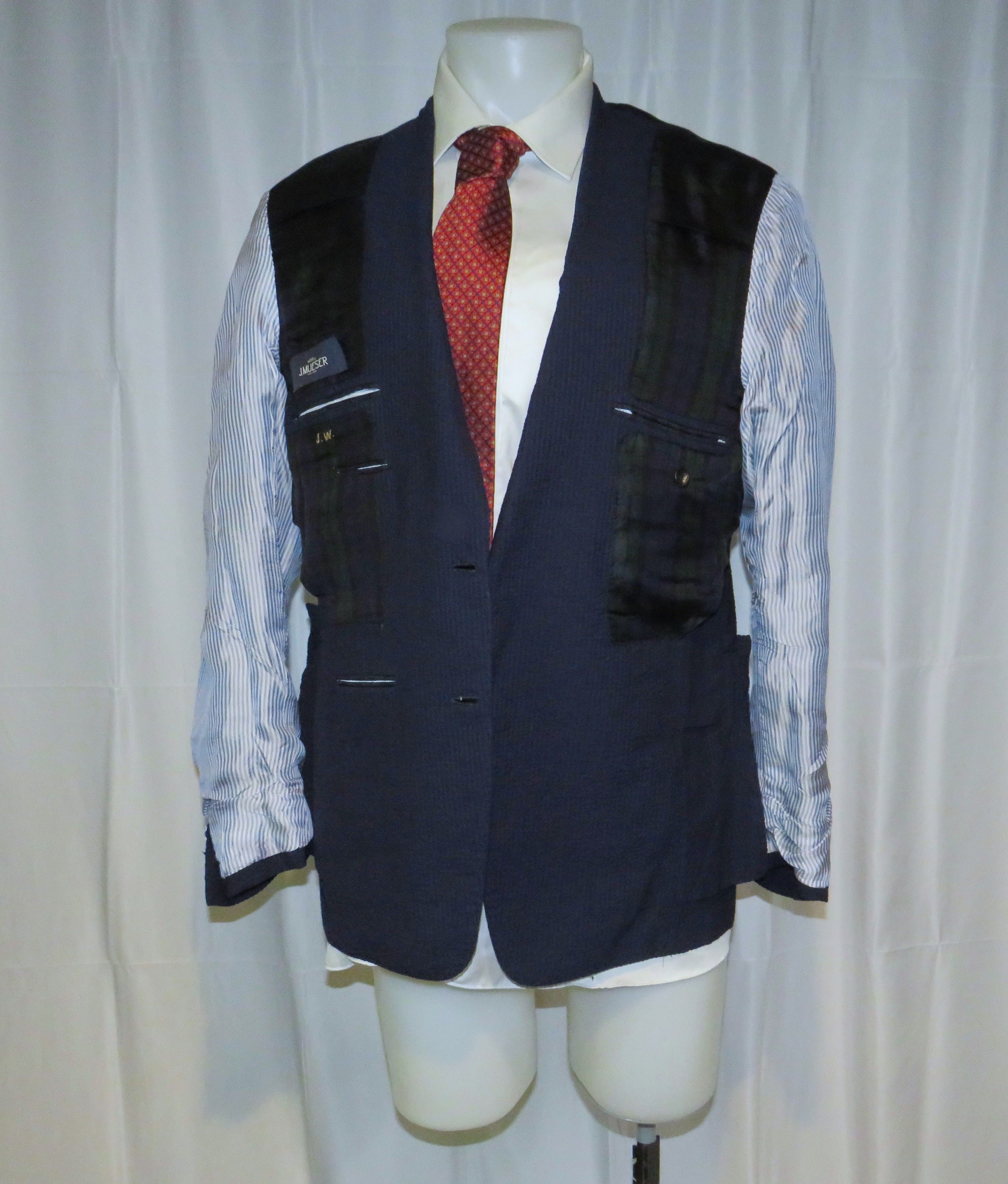 Other J. Meuser Loro Piana Super 150 Bespoke Blue Seersucker Suit Size 38R - 11 Thumbnail
