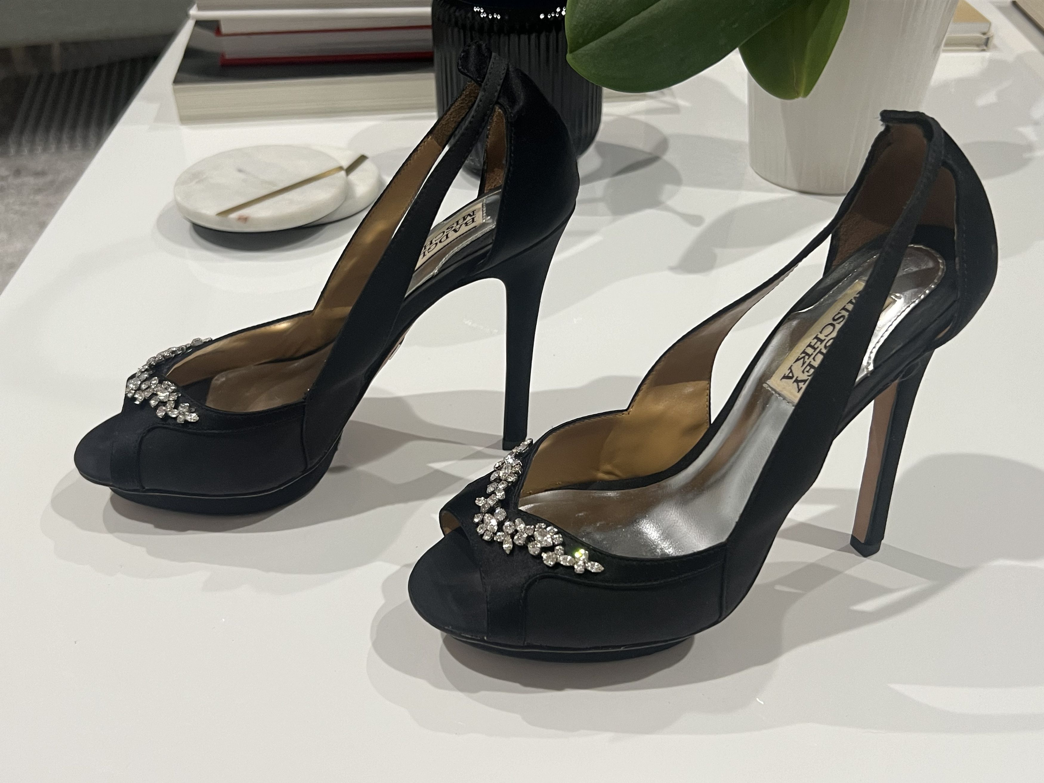 Badgley Mischka Vintage Badgley Mischka Foxy Pump - Black Satin Size US 6.5 / IT 36.5 - 3 Thumbnail