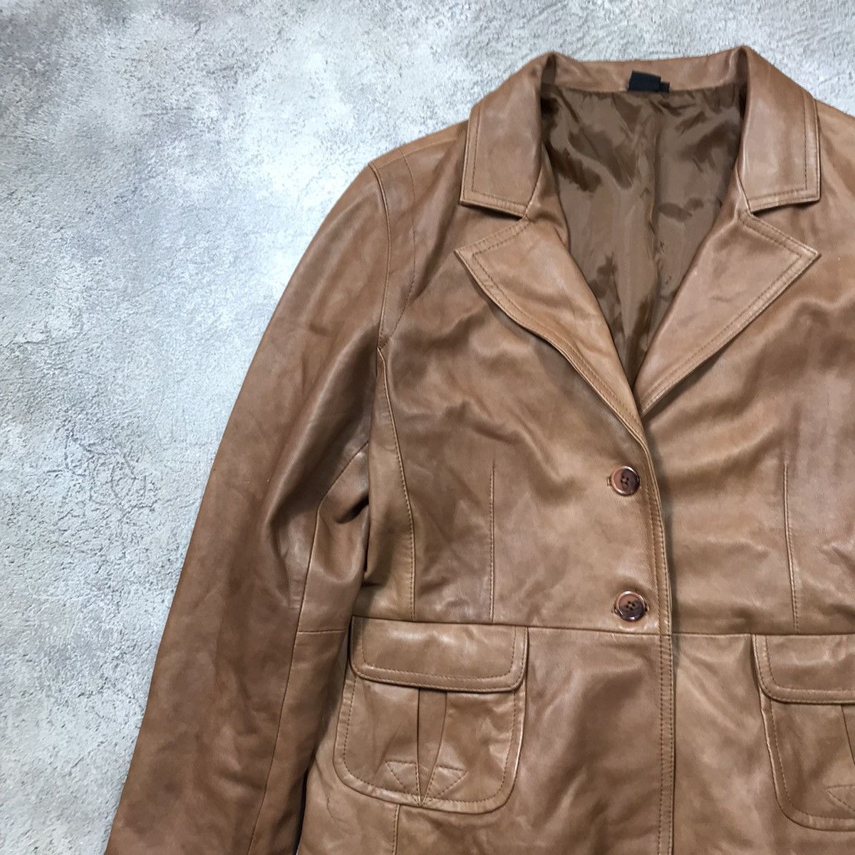 Vintage Vintage Y2K Tan Suede Blazer Jacket Workwear Streetwear M Size M / US 6-8 / IT 42-44 - 3 Thumbnail