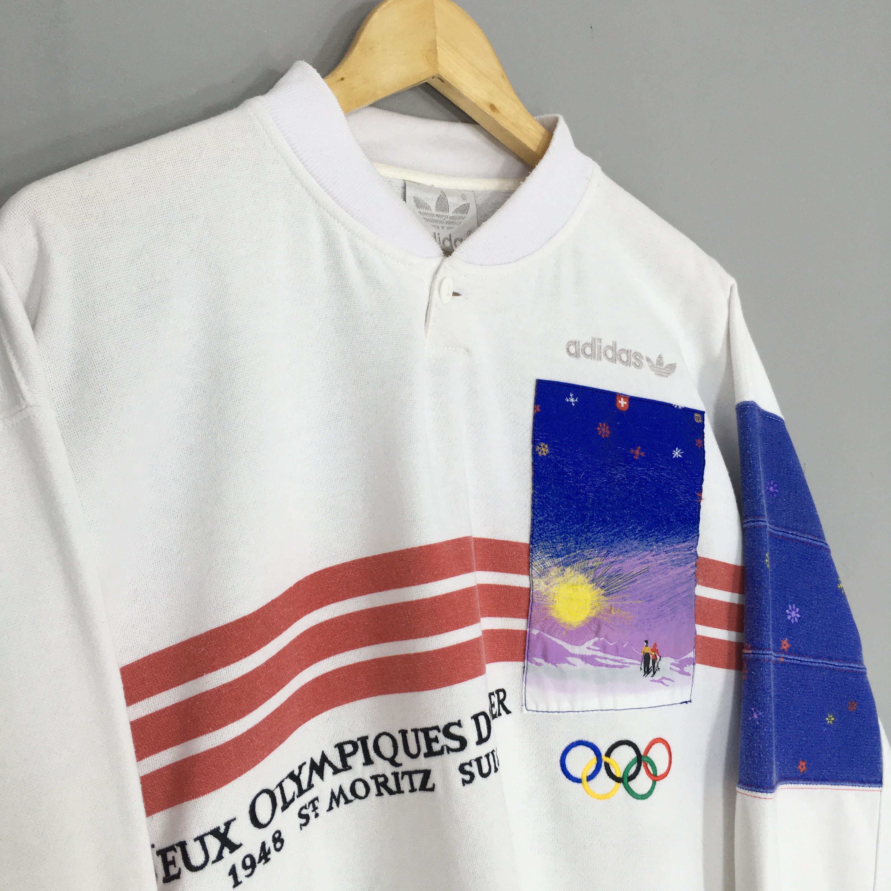 Adidas × USA Olympics × Vintage 1980 RARE Adidas Moscow Olympics Crewneck Sweatshirt White Size US L / EU 52-54 / 3 - 3 Thumbnail