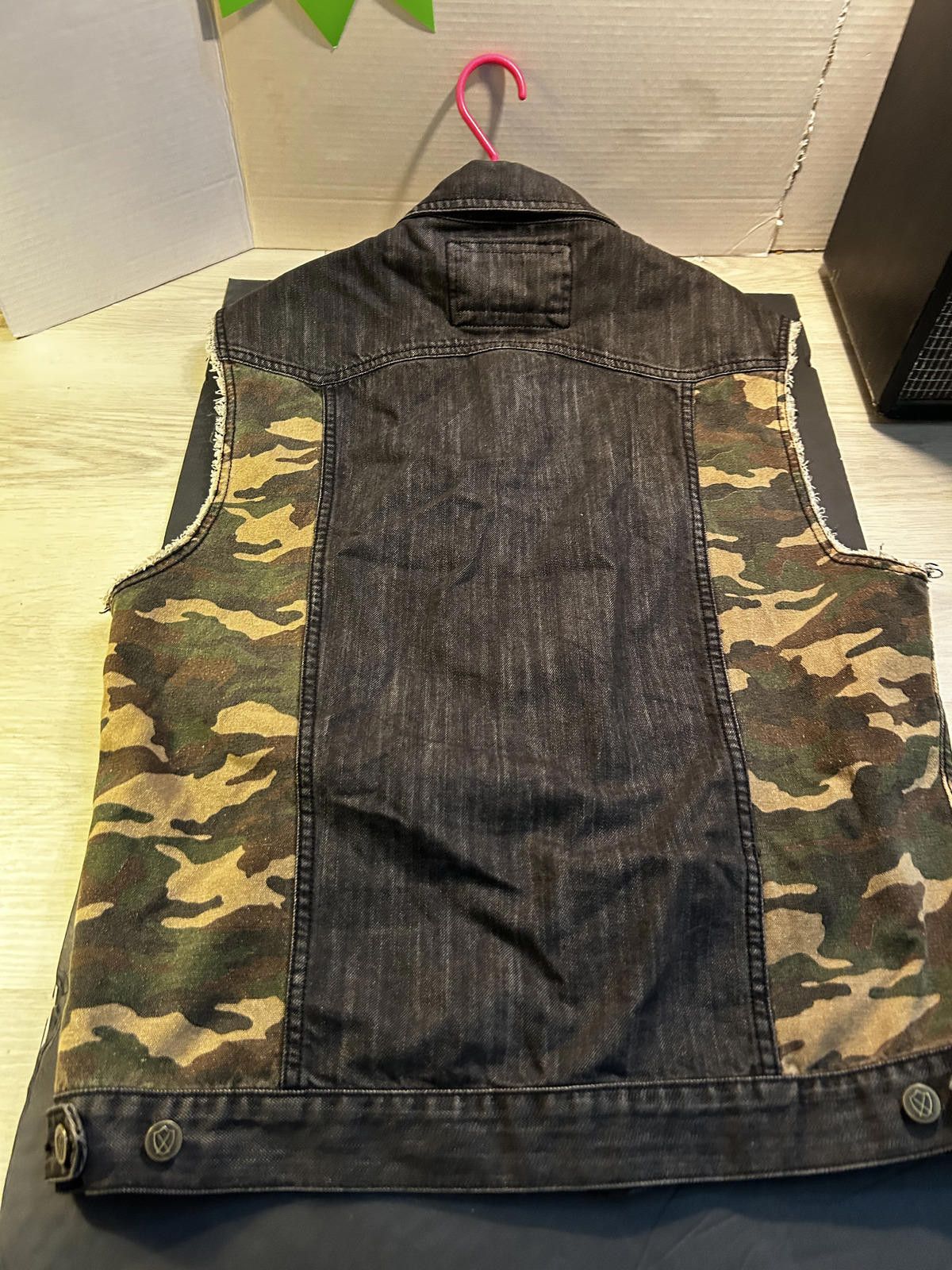 Zanerobe Zanerobe Cutoff Camo Black Denim Biker Vest - XL Size US XL / EU 56 / 4 - 9 Thumbnail