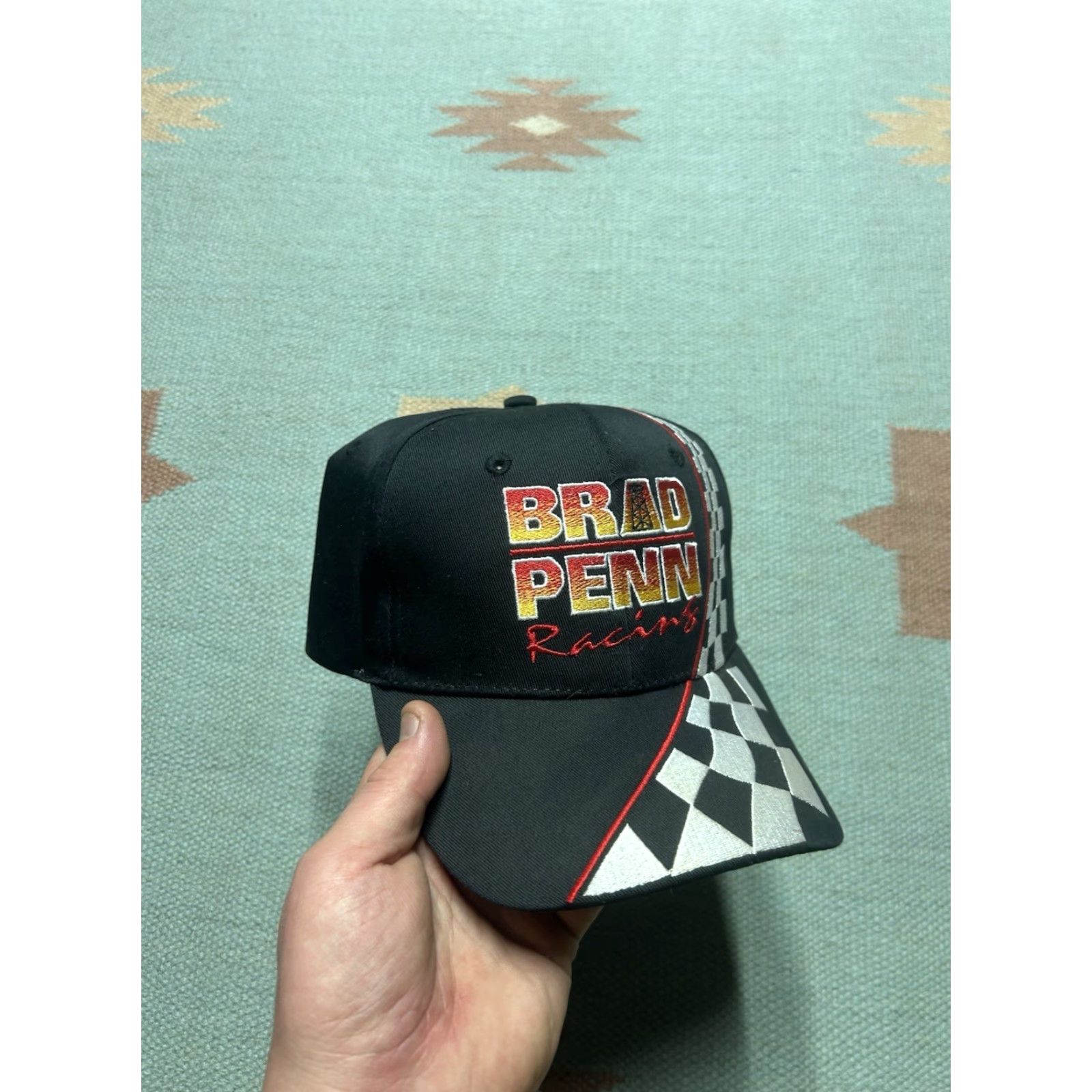 Penn VINTAGE Brad Penn racing oil checkered SnapBack hat cap Adjustable black Formula 1 NOS Men Mens Size ONE SIZE - 2 Thumbnail