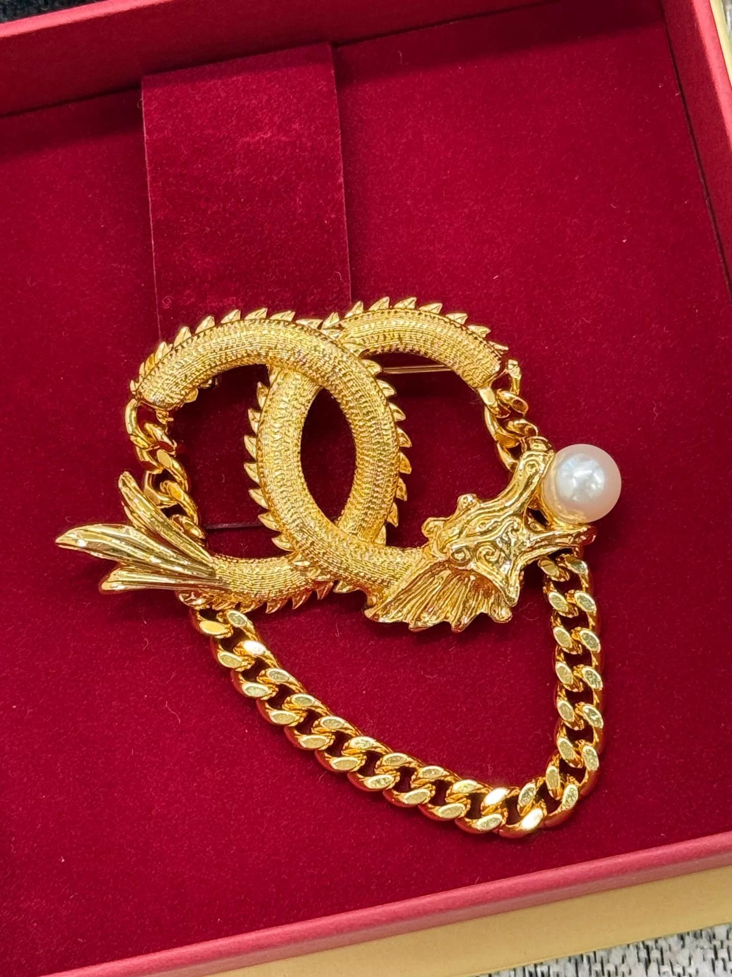 Chanel Chanel Vic Gold Dragon Pearl Brooch New With Box Size ONE SIZE - 2 Thumbnail