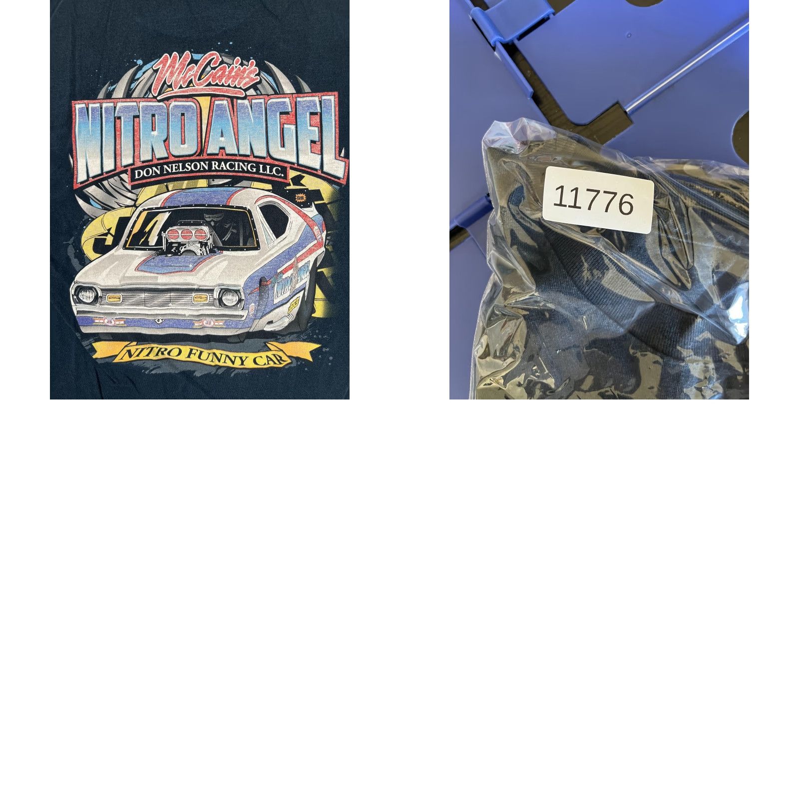 Vintage Vintage McCain's Nitro Angel T-Shirt Mens Medium Blue Drag Racing Graphics Back Logo Crew Neck Short Sleeve Size US M / EU 48-50 / 2 - 8 Thumbnail
