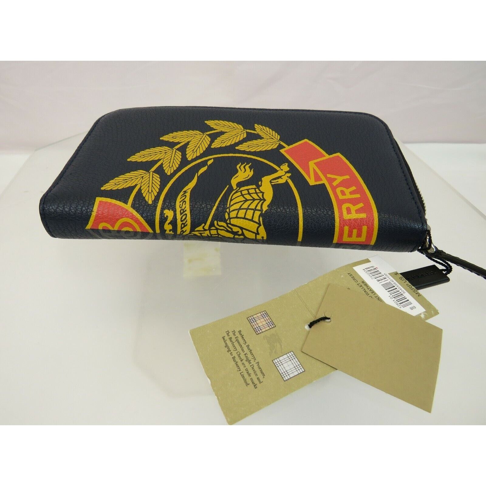 Burberry BURBERRY STORM BLUE LEATHER CREST LOGO CONTINENTAL WALLET Size ONE SIZE - 9 Thumbnail
