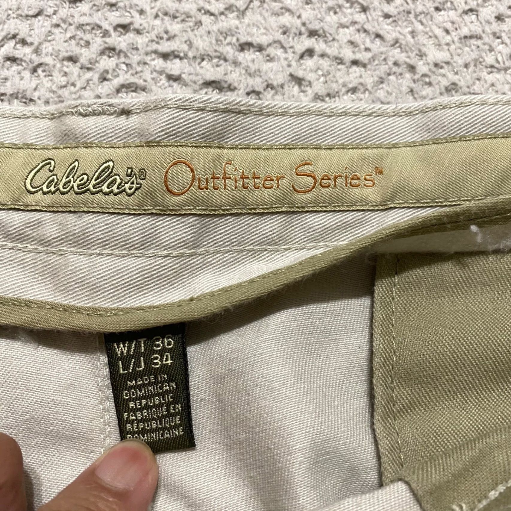 Vintage Cabela's Pants Mens 36x34 Beige Straight Chino Casual Business Khaki Pockets Cargo Flat Front Regular Rise Mid 10-12 in Denim? Size US 36 / EU 52 - 3 Thumbnail