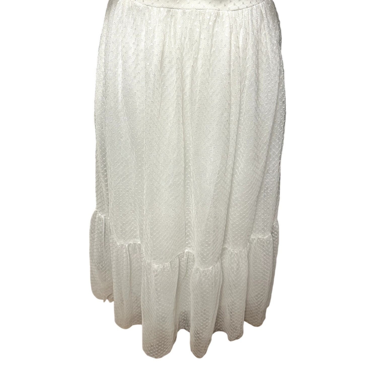 Other Lulus Mesh Midi Dress Swiss Dot Tie Straps Zipper White XS Size XS / US 0-2 / IT 36-38 - 4 Thumbnail