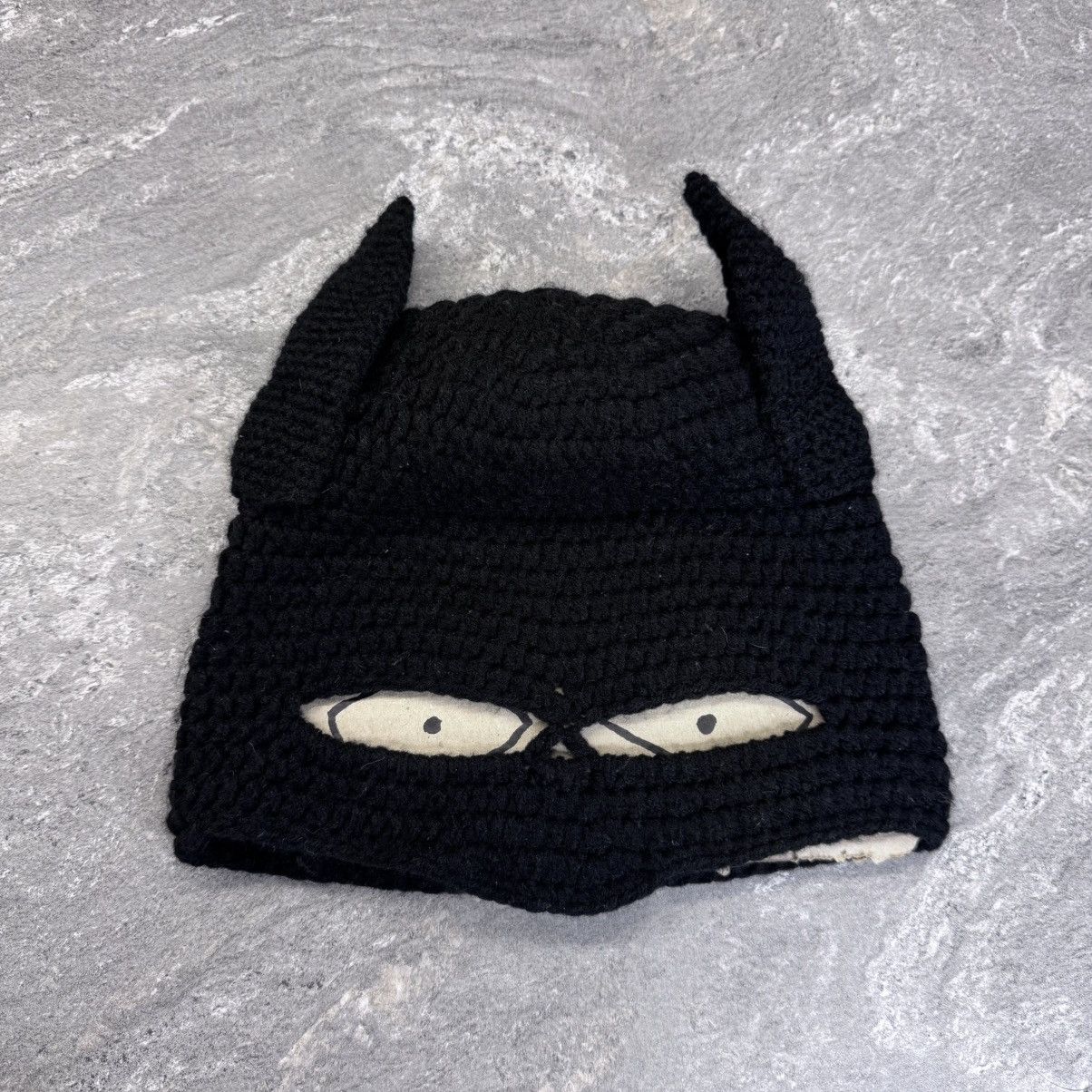 Handmade Y2K Knitted mask hat balaclava Batman Japan style handmade Size ONE SIZE - 1 Thumbnail