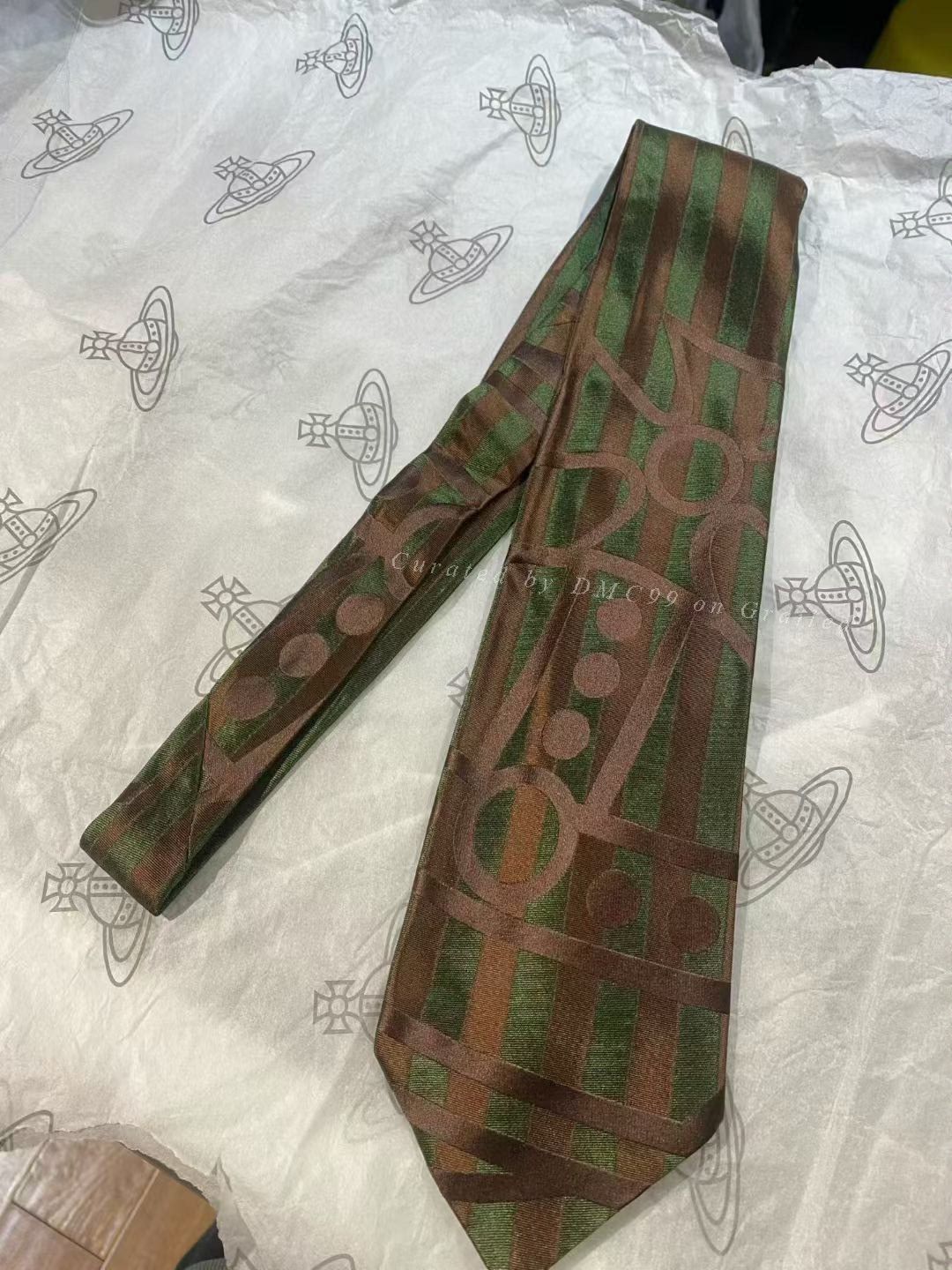 Vivienne Westwood Vivienne Westwood Military Green Stripe Saturn Tie Size ONE SIZE - 1 Thumbnail
