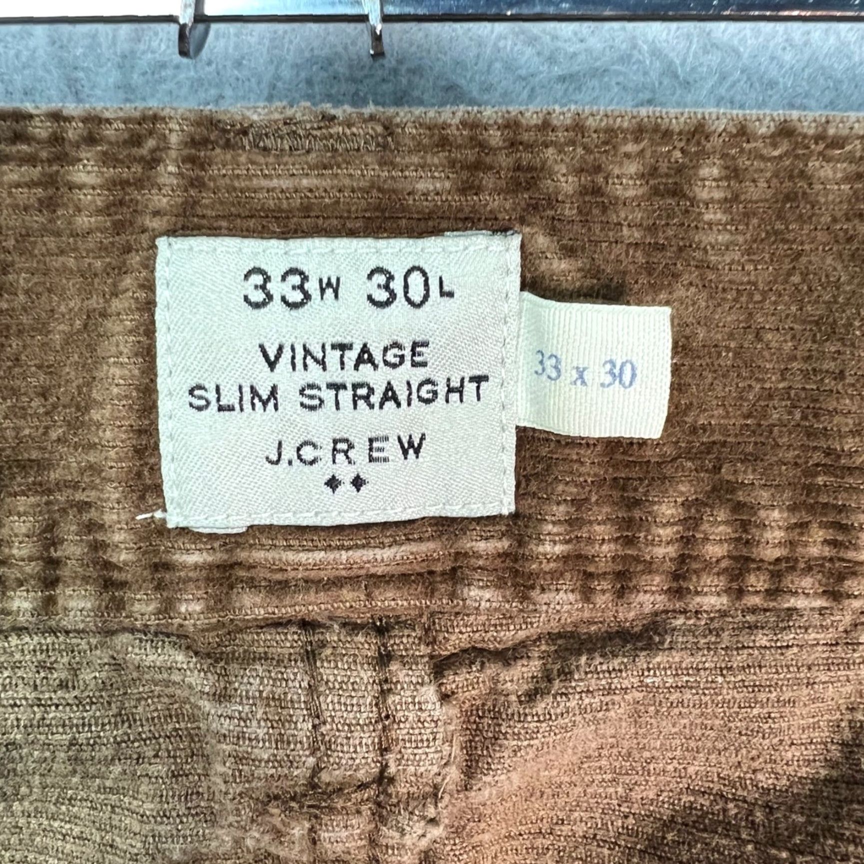 J.Crew J.CREW Slim Straight Corduroy Pants Brown 100% Cotton Mens 33 x 28 Vintage Front Flat Front 5-Pocket Chino Size US 33 - 3 Thumbnail