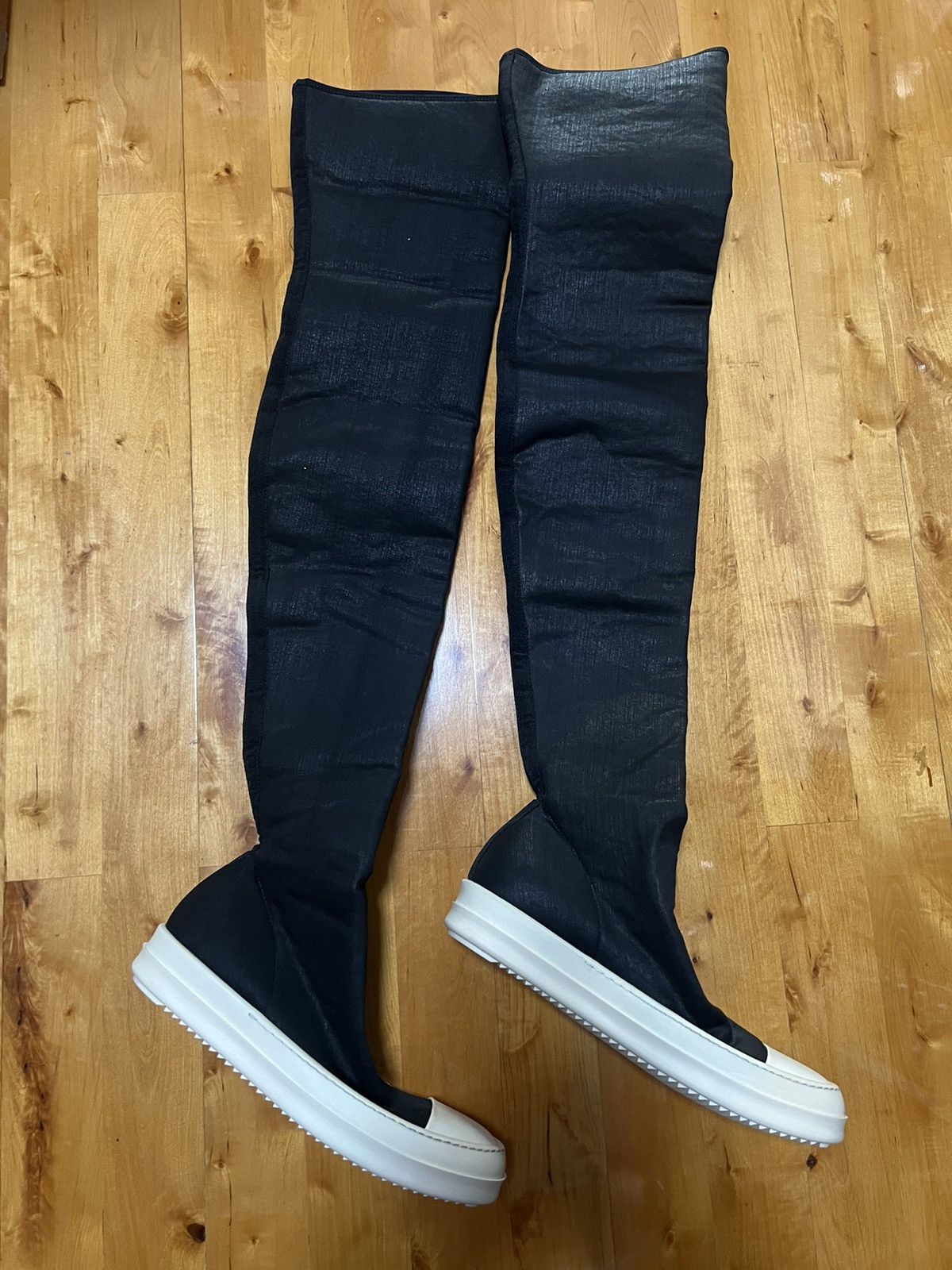 Rick owens waxed thigh high stocking ramones