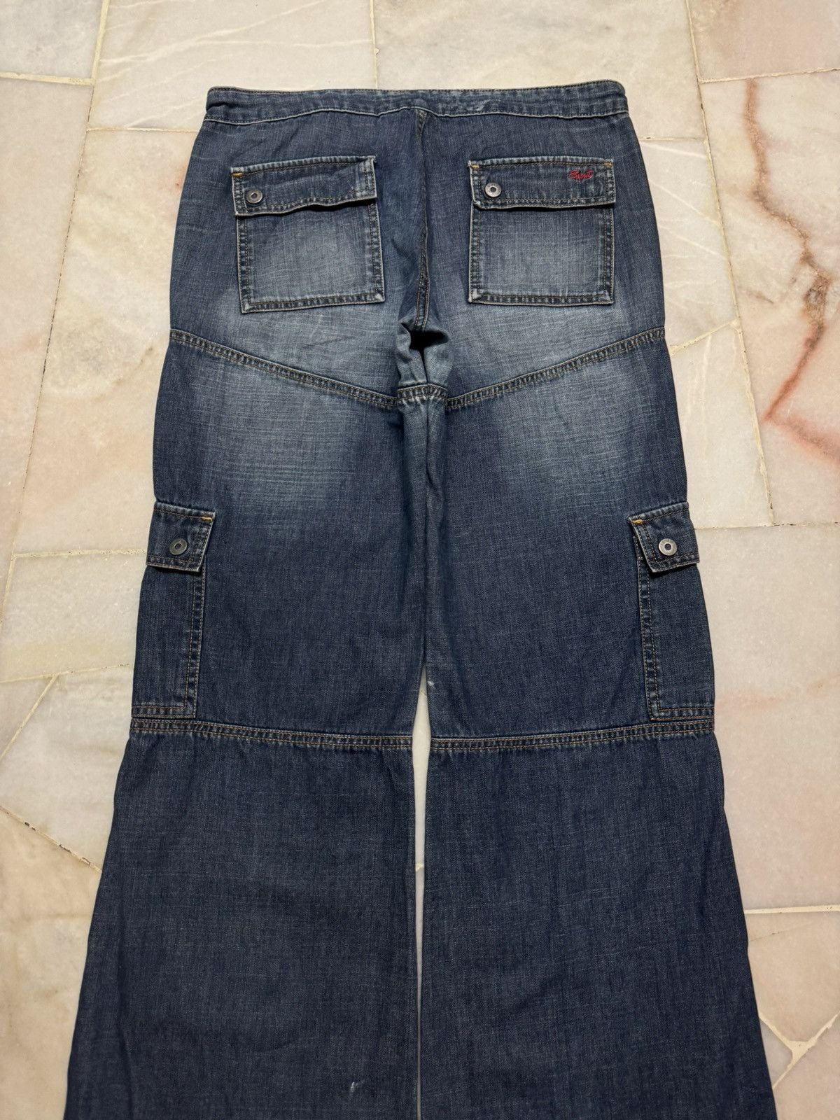 Esprit 💥BAGGY FLARE💥VINTAGE ESPRIT MUDWASH CARGO JEANS SICK DISTRES Size US 31 - 24 Thumbnail