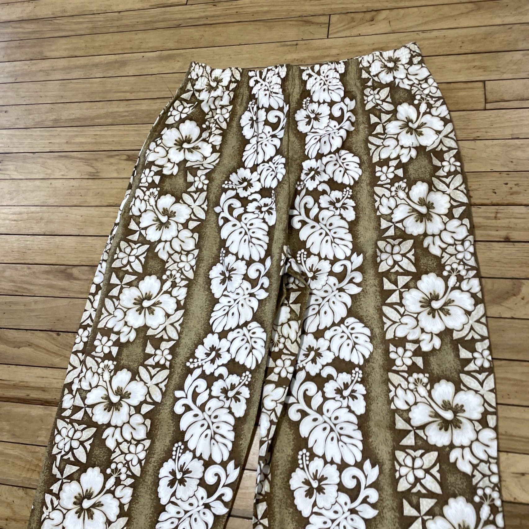 Vintage VINTAGE Reebesse Beverly Hills 2XL Brown Floral Hawaiian Pants 80s Parachute Tapered Jogger Baggy Streetwear Men's Size US 39 - 3 Thumbnail