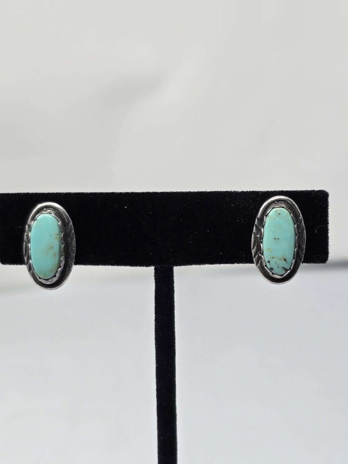 Other Native American Sterling Silver Turquoise Clip Earrings Size ONE SIZE - 1 Thumbnail