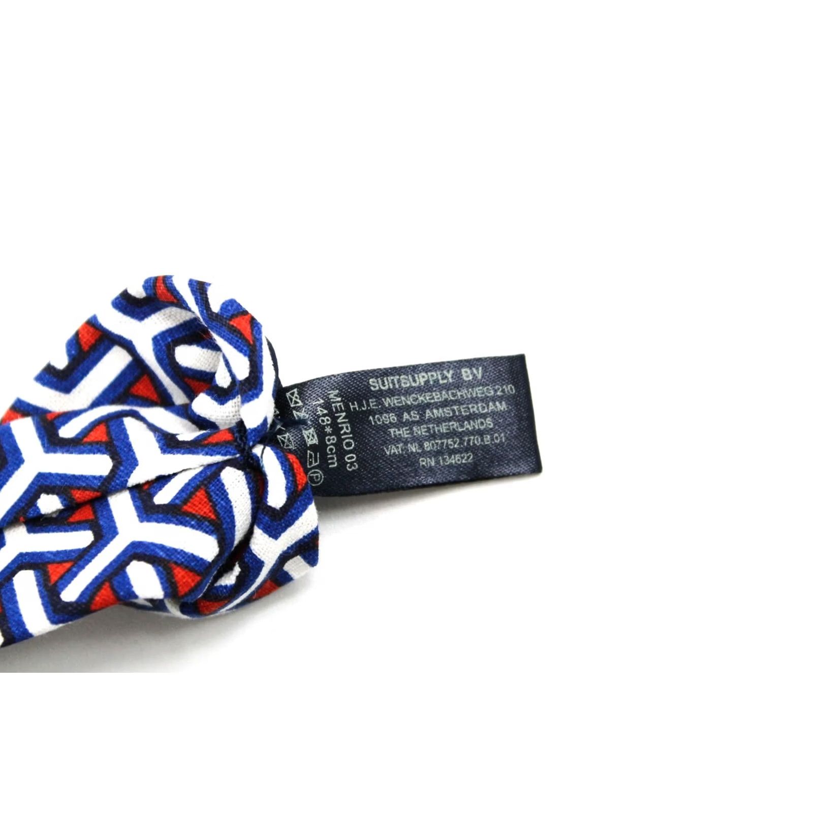 Suitsupply SUITSUPPLY Tie Men's Blue Patterned Tied Pointed Classic 148 X 8 CM Linen Blend Size ONE SIZE - 5 Thumbnail