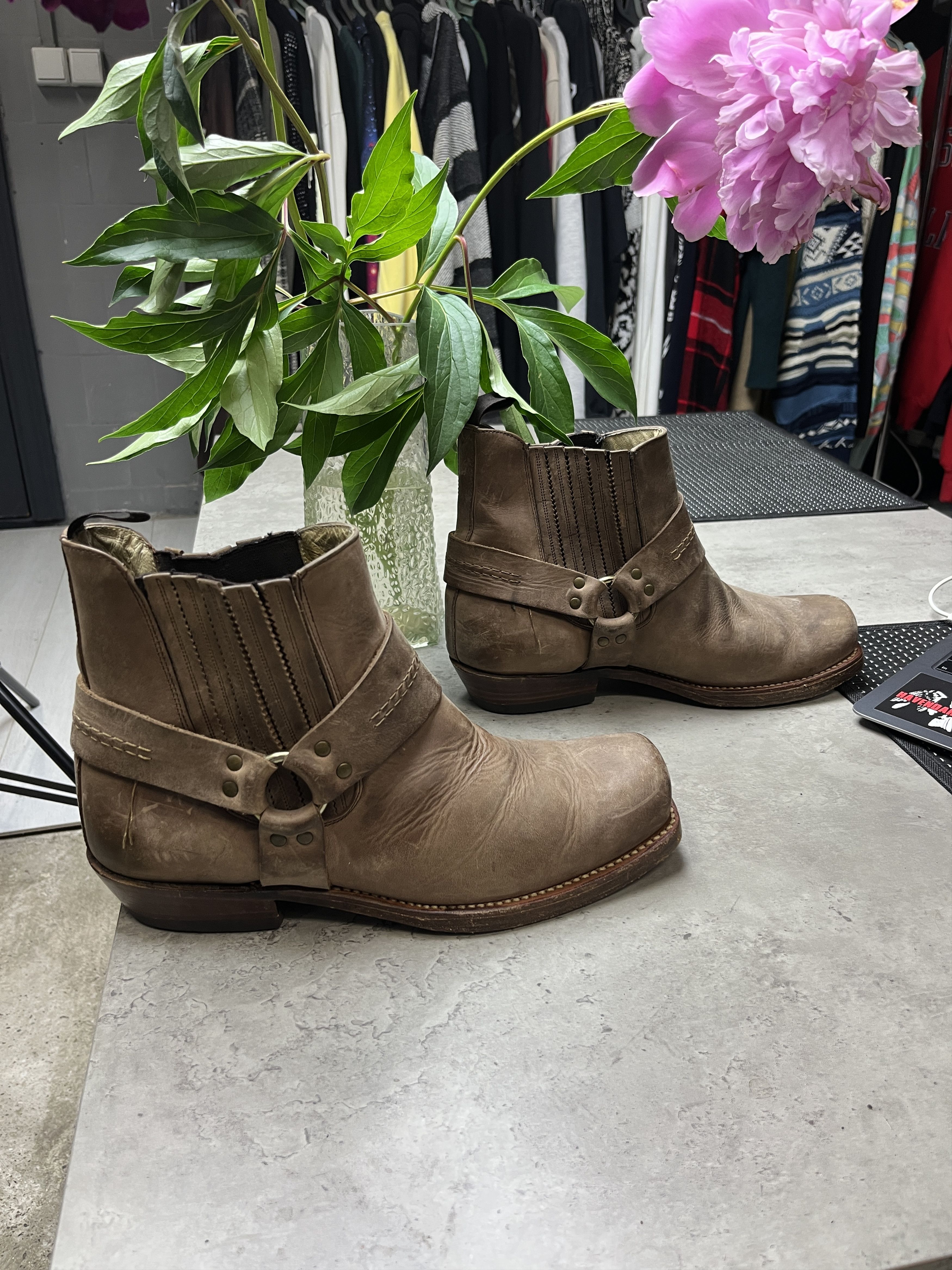 Other 1990s SANCHO HARNESS WESTERN MOTORCYCLE ANKLE BOOTS - 5147 Size US 9 / EU 42 - 7 Thumbnail