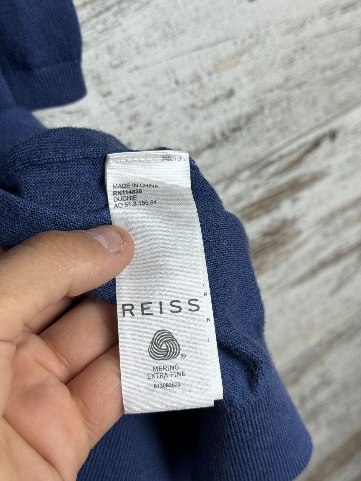 Reiss Mens Vintage Reiss polos merino wool T-shirt blue tee Size US L / EU 52-54 / 3 - 7 Thumbnail