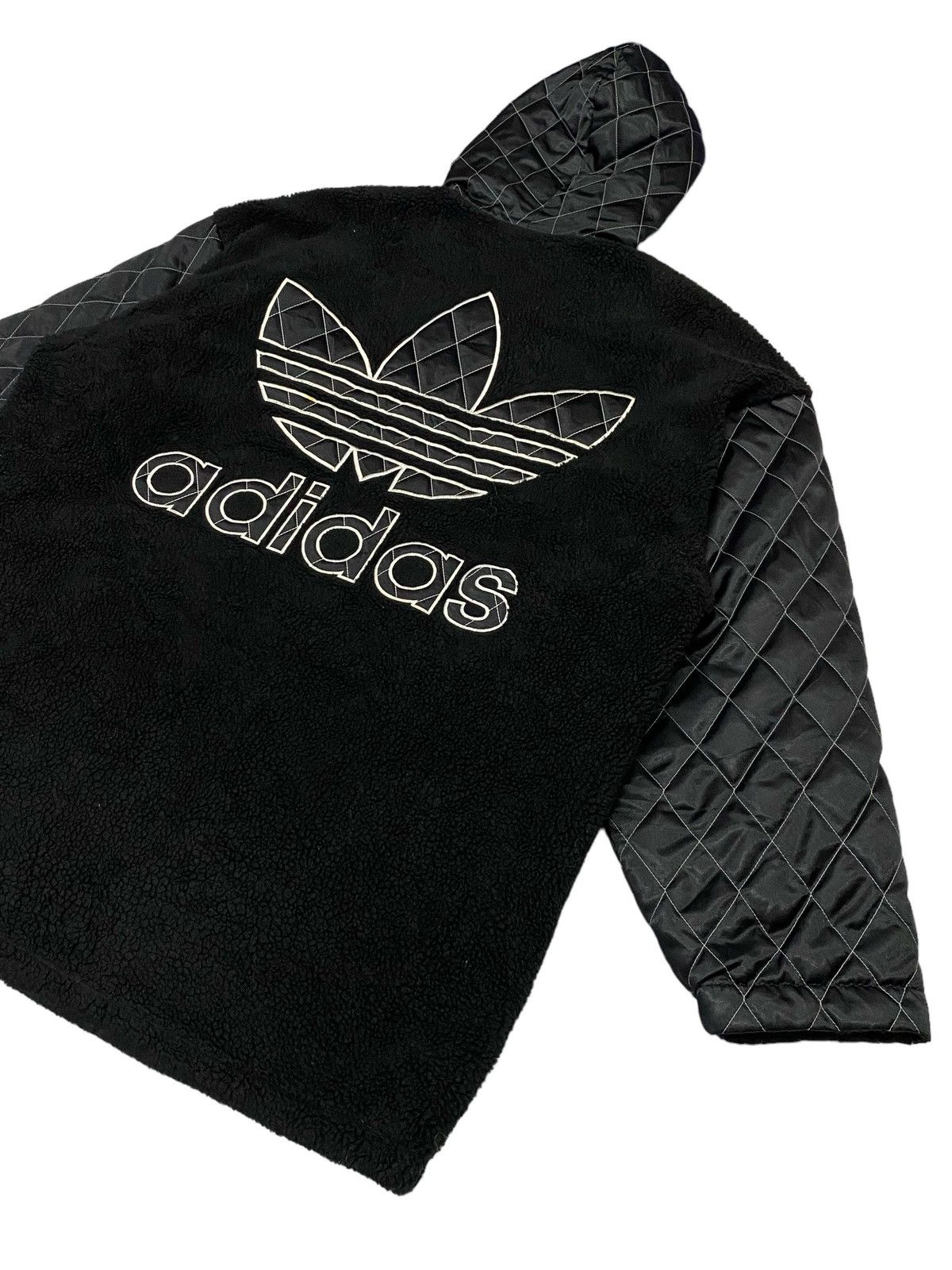 Adidas × Descente × Vintage Vintage 90s Adidas Trefoil Big Logo Pile Fleece Hoodie Size US L / EU 52-54 / 3 - 22 Thumbnail