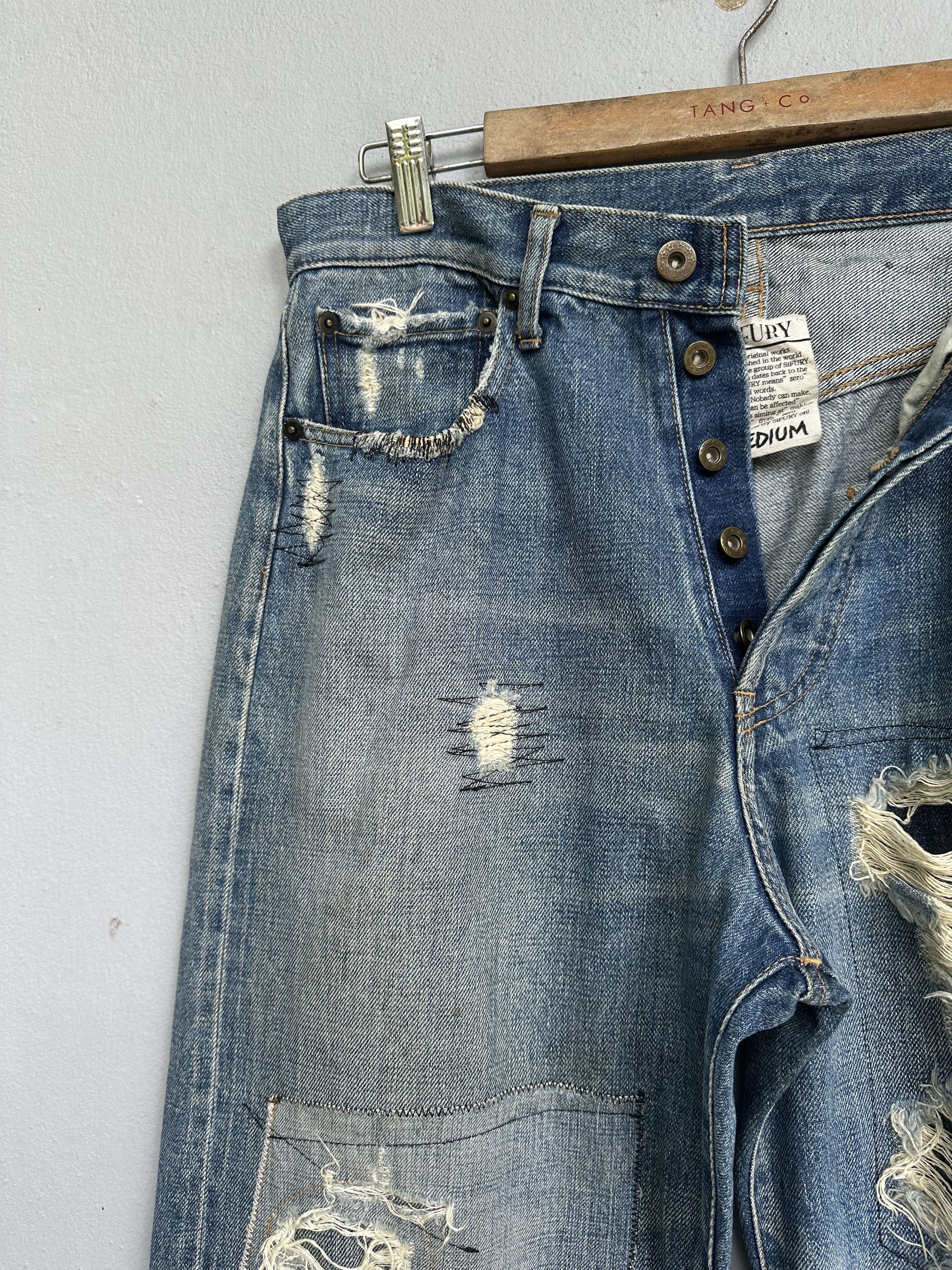 Sifury Japanese Brand Sifury Distressed Selvedge Patchwork Jeans Size US 31 - 5 Thumbnail