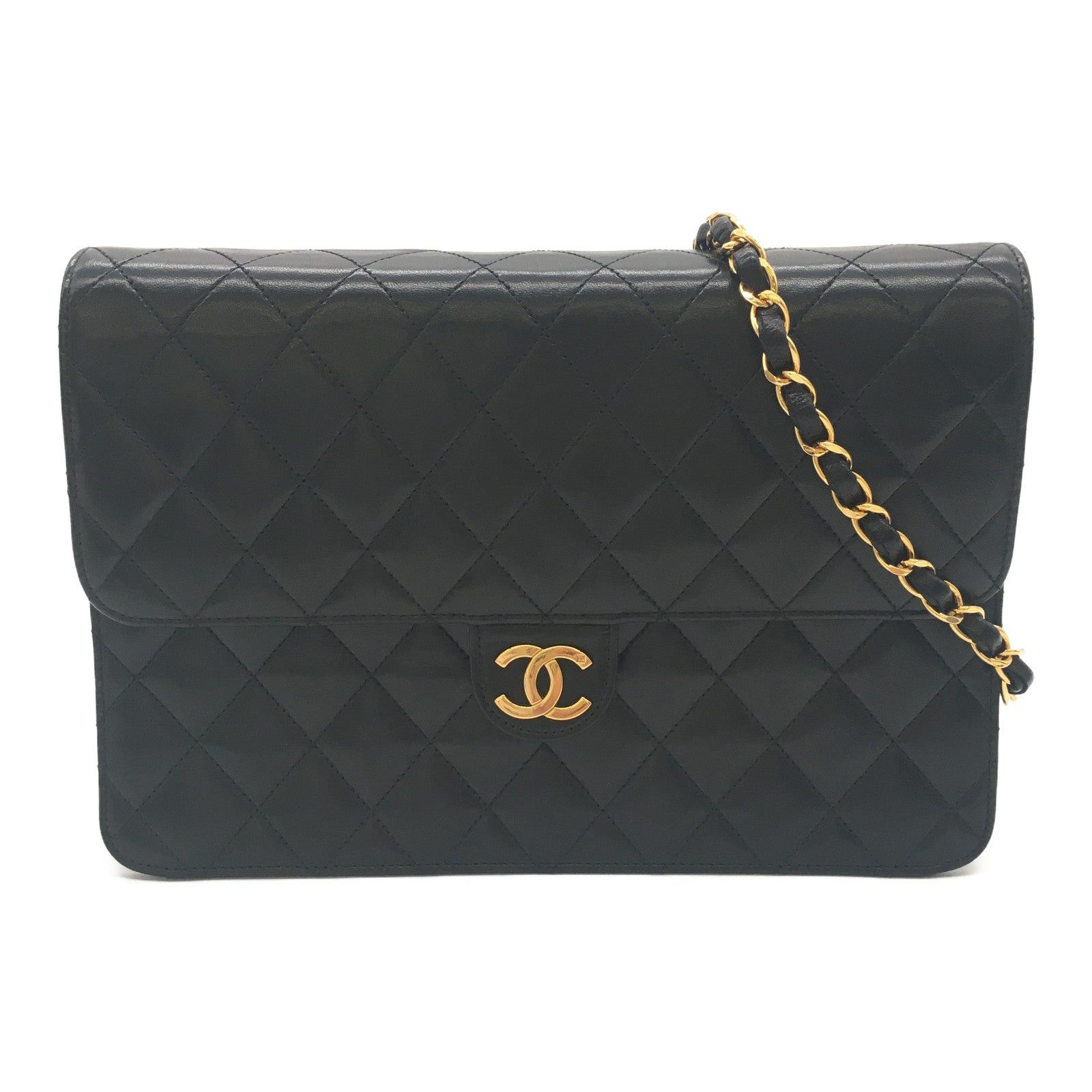 Chanel Chanel Matelasse Push Lock Chain Shoulder Bag Lambskin (Sheepskin) Black Size ONE SIZE - 1 Thumbnail