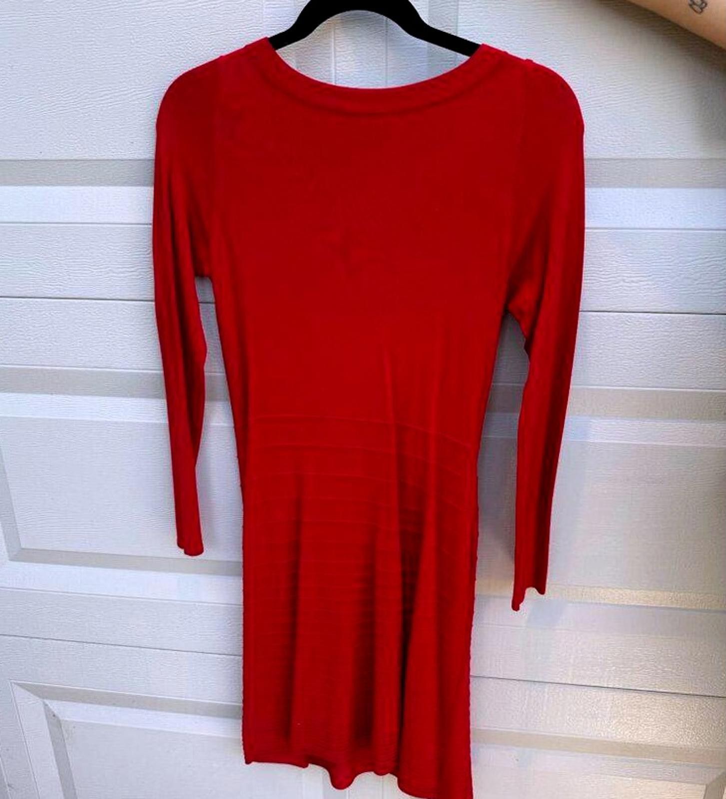 Designer Red Long Sleeve Cutout Dress By INC Size M / US 6-8 / IT 42-44 - 2 Thumbnail