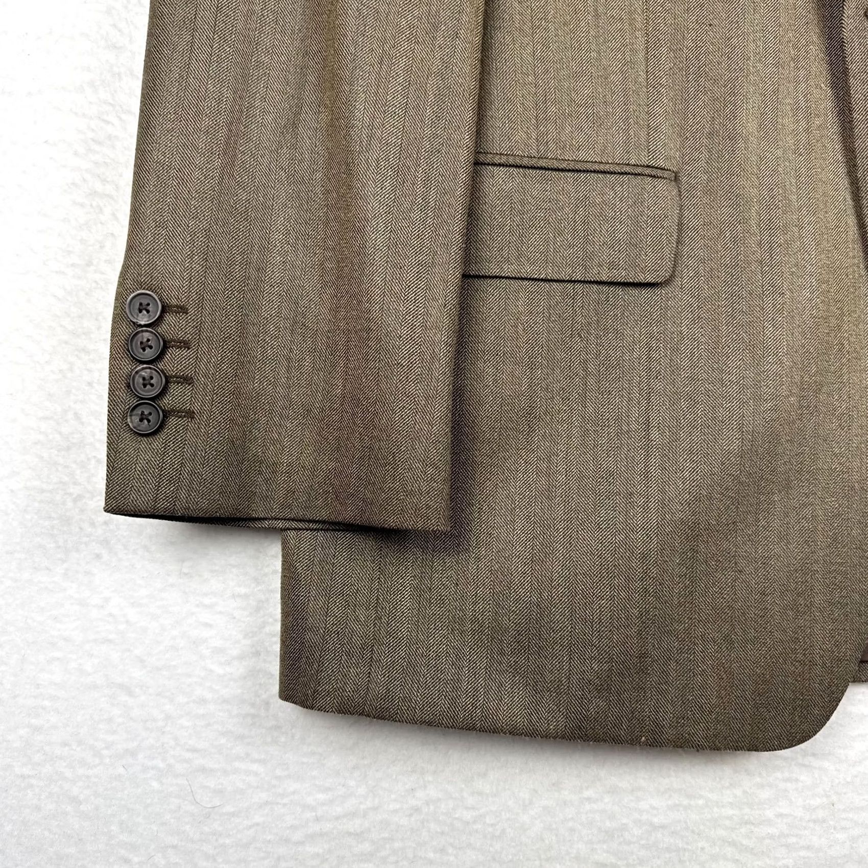 Ralph Lauren VINTAGE Ralph Lauren Blazer 42 Brown Silk Wool Herringbone Notch 2 Button Single-Breasted Men Size 42R - 2 Thumbnail