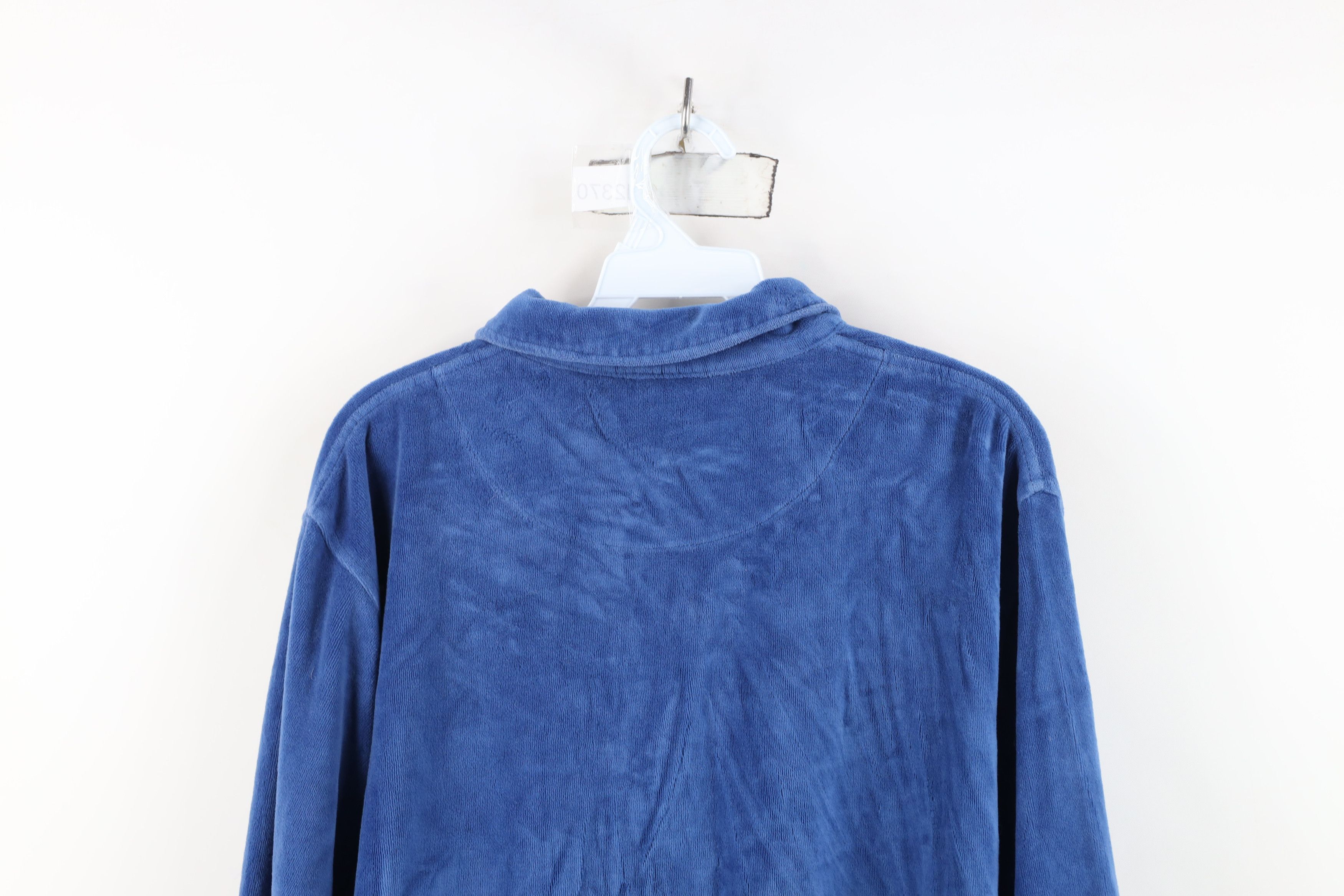 Vintage Vintage 90s Streetwear Velour Collared Pullover Sweater Blue Size US M / EU 48-50 / 2 - 13 Thumbnail