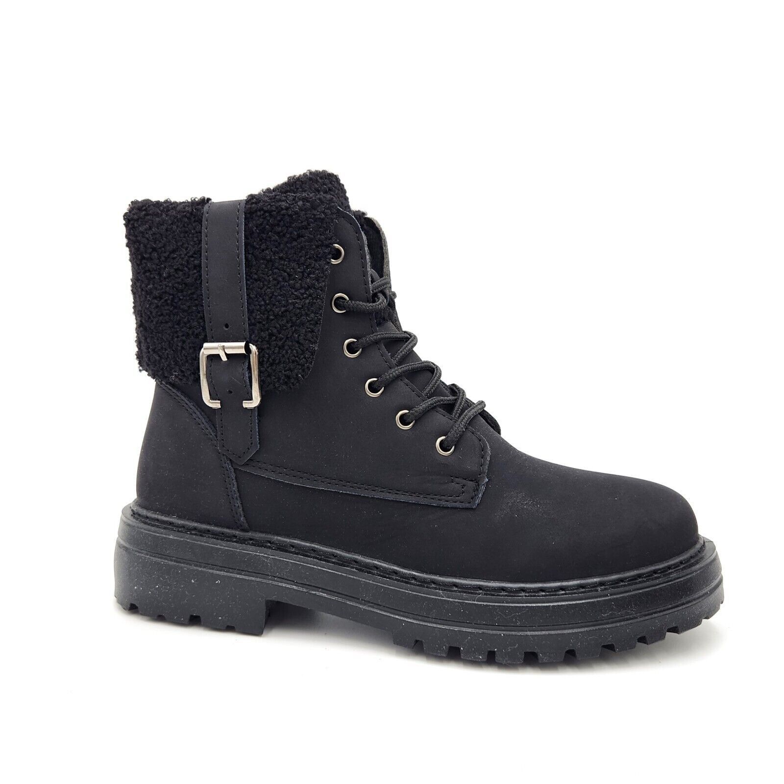 The Unbranded Brand Olivia Miller Women Black Lace-up Combat Boots Size 8.5 Size US 8.5 / IT 38.5 - 2 Thumbnail