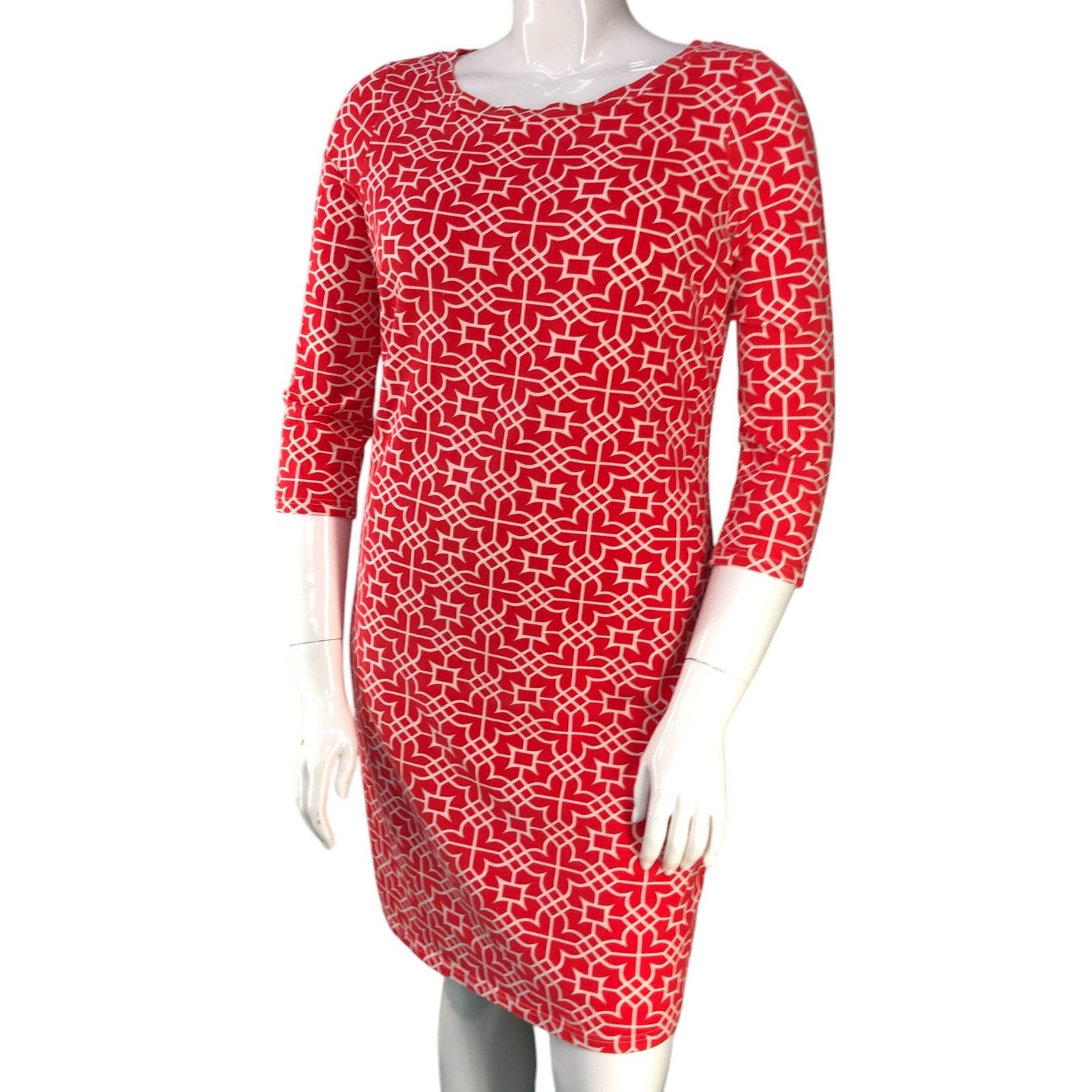 Gretchen Scott Gretchen Scott Size L Dress Shift Jersey Geometric Red Size L / US 10 / IT 46 - 1 Thumbnail