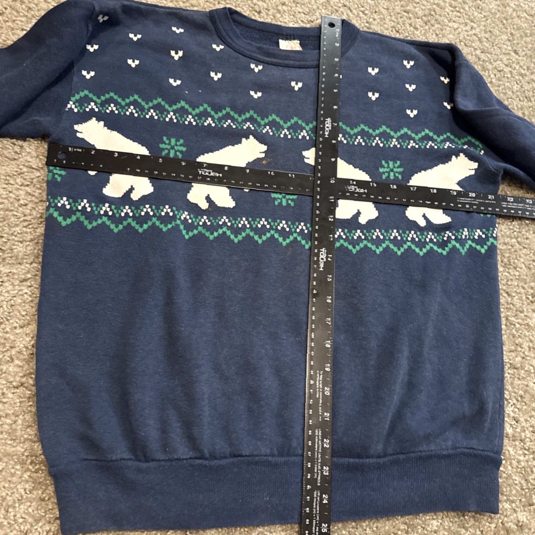 Tultex VINTAGE 80s Christmas Polar Bear Navy Tultex Crewneck Sweatshirt Large Unisex Adults M Blue Pullover Sweatshirt Size US M / EU 48-50 / 2 - 5 Thumbnail