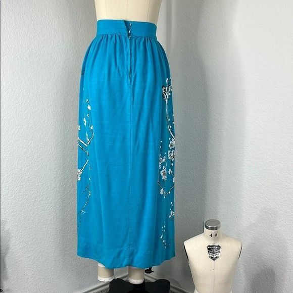 Vintage Alfred Shaheen VTG Printed Hawaiian Maxi Dogwood Cherry Blos Size 26" / US 2 / IT 38 - 4 Thumbnail