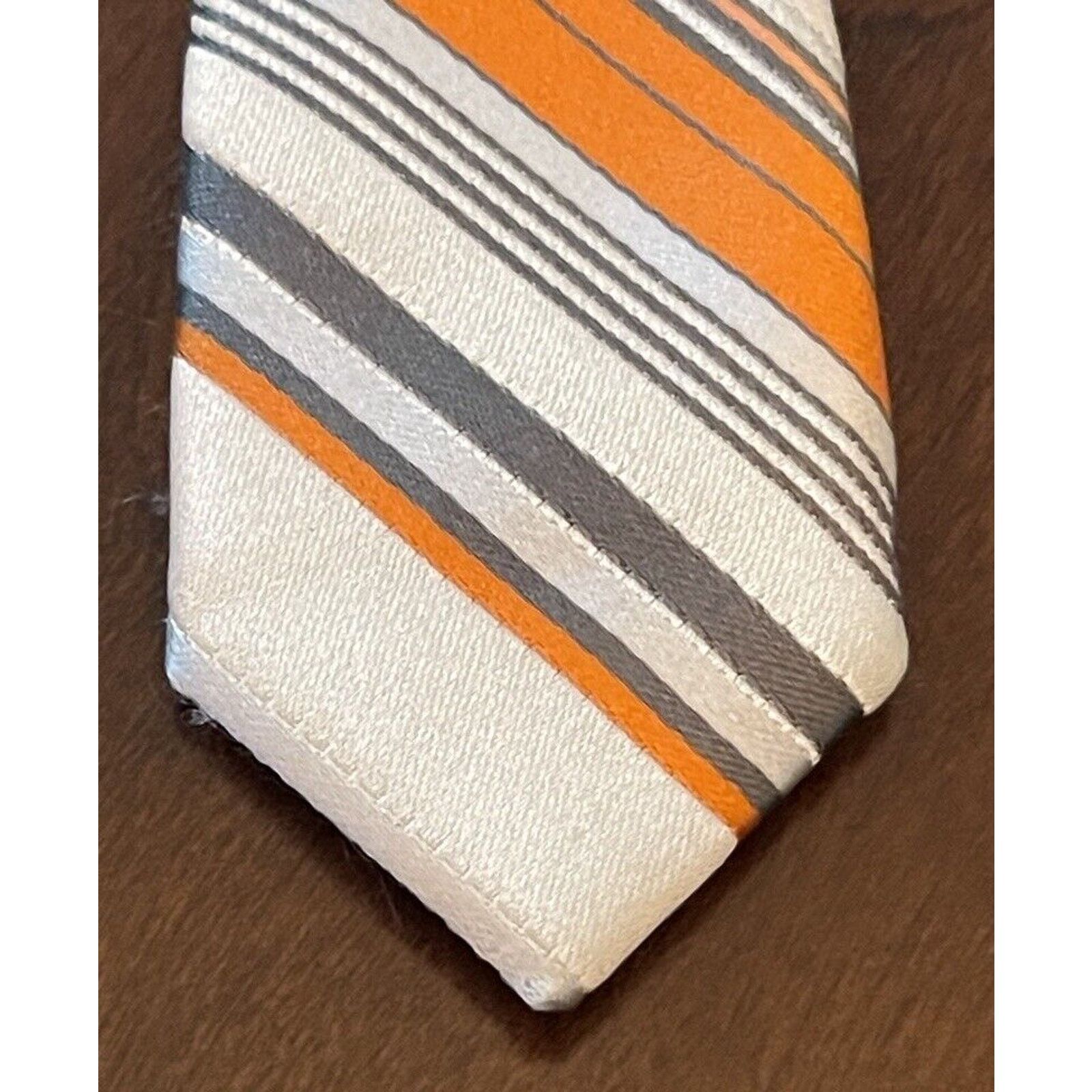 Express Express Design Studio Orange Gray 100% Silk Made In China Size ONE SIZE - 6 Thumbnail