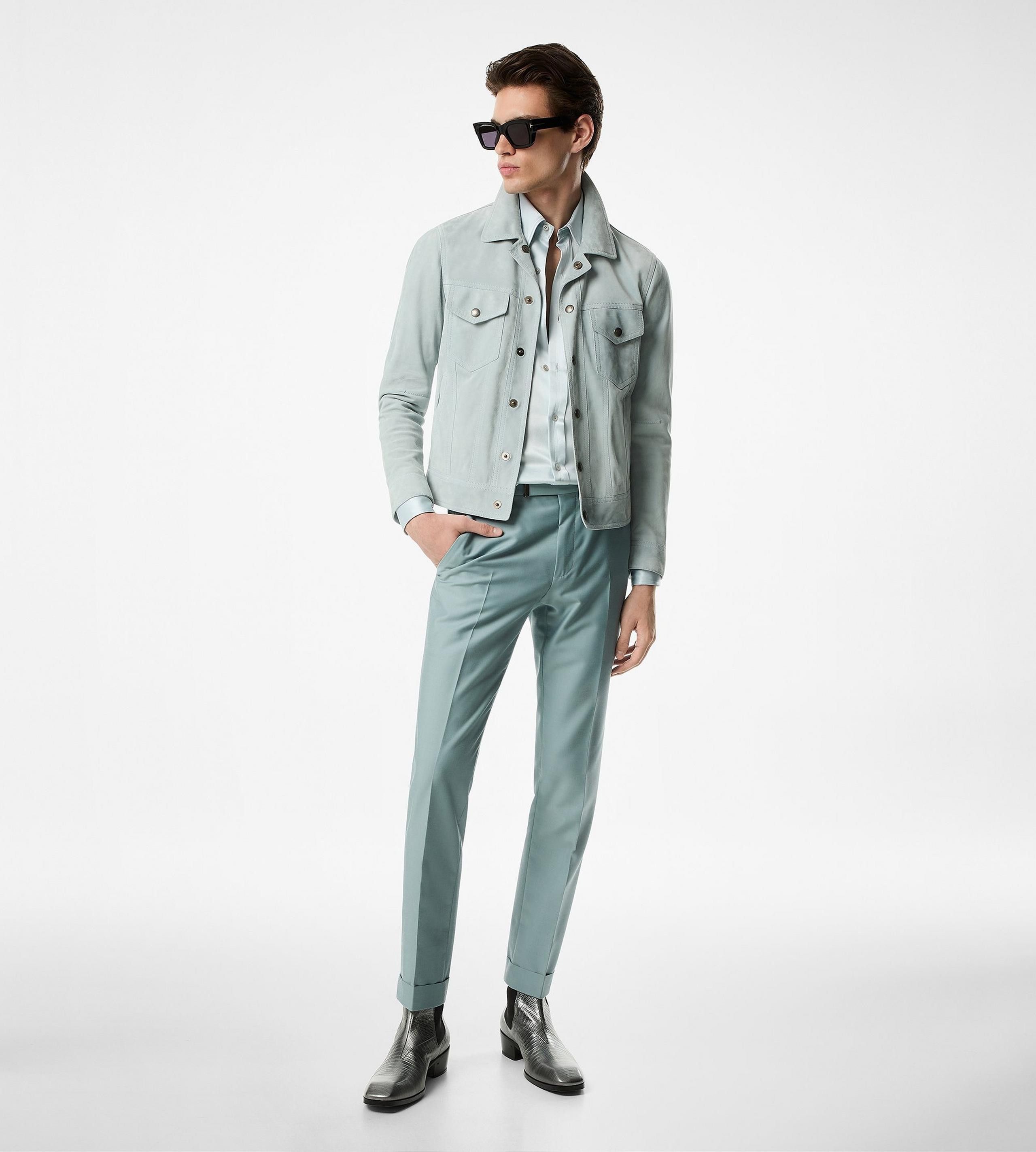 Tom Ford o1w1db10225 LBS042 Suede Jacket in Light Blue Size US S / EU 44-46 / 1 - 2 Thumbnail
