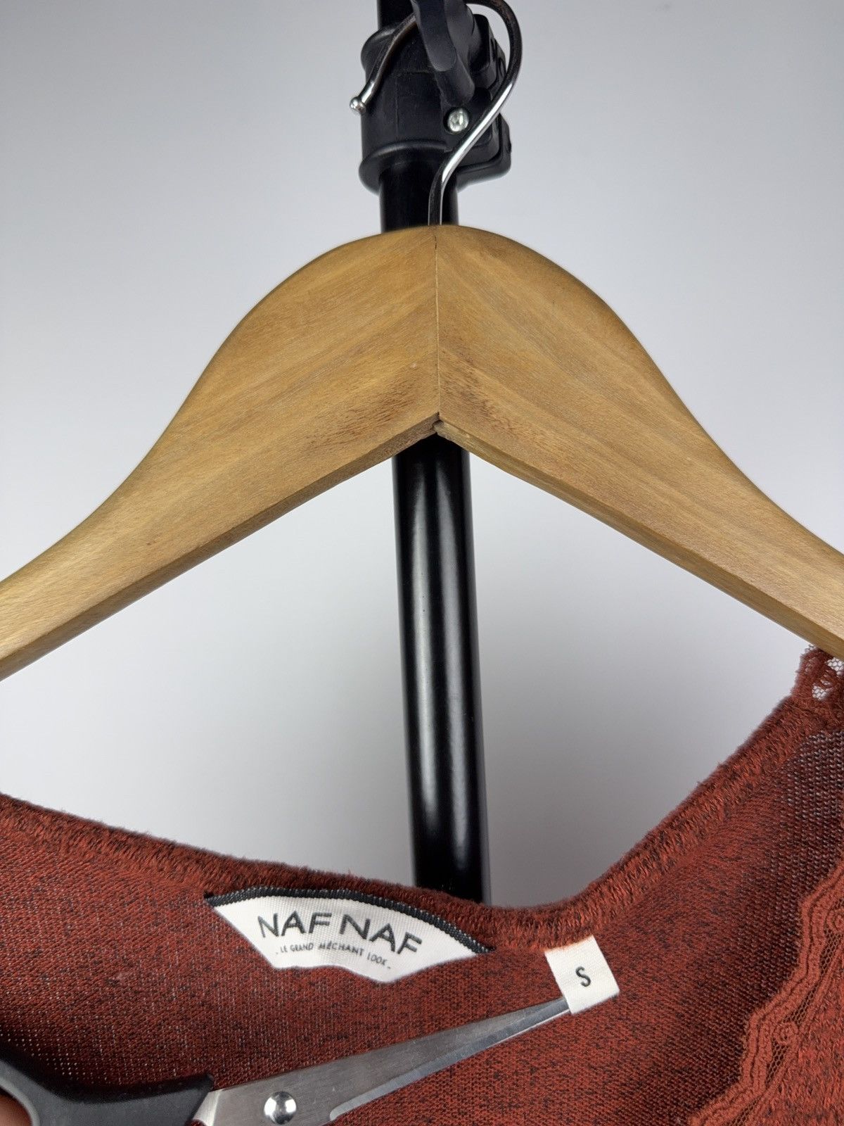 Japanese Brand 00s NAF NAF Romantic Terracotta Knit Top with Lace Trim S Size S / US 4 / IT 40 - 4 Thumbnail