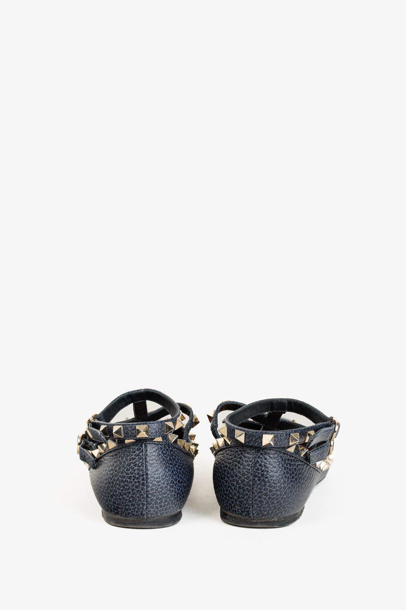 Valentino Valentino Garavani Rockstud Pebble Leather Caged Flats Size US 6 / IT 36 - 9 Thumbnail