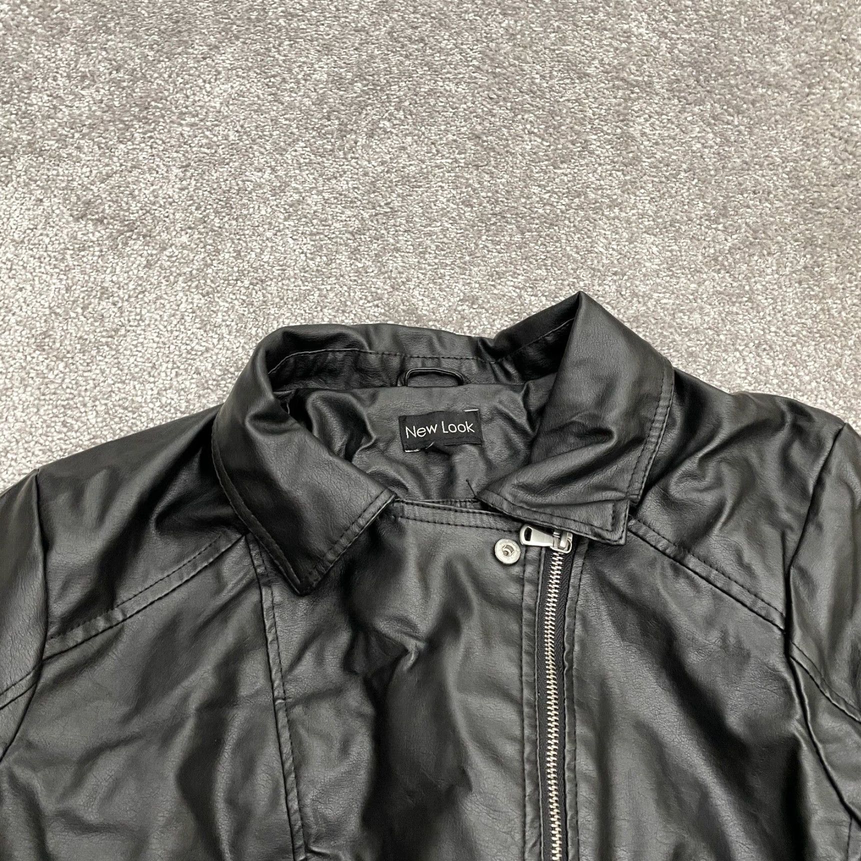 New Look New Look Faux Leather Jacket Womens XL Black Full Zip Pocket Outdoor Riders Size XL / US 12-14 / IT 48-50 - 3 Thumbnail
