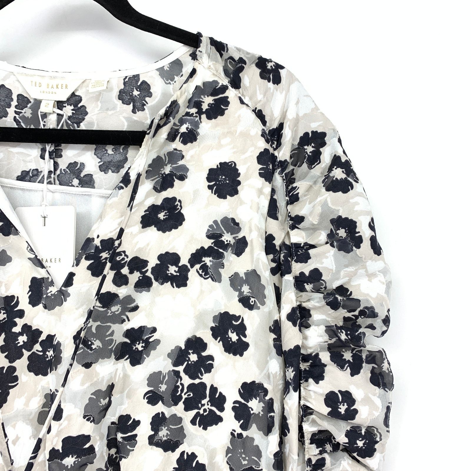 Ted Baker Ted Baker Ruched Detail Mini Dress Sz 2 US 6 Black Gray NEW Size M / US 6-8 / IT 42-44 - 3 Thumbnail