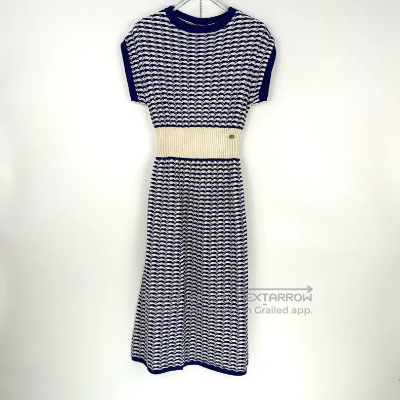 Chanel Chanel Blue and white classic logo cotton knitted dress Size XS / US 0-2 / IT 36-38 - 3 Thumbnail
