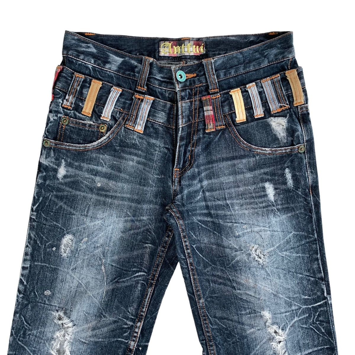 Japanese Brand Rare Japanese Brand Double Waist Splatter Distressed Jeans Size US 30 / EU 46 - 7 Thumbnail