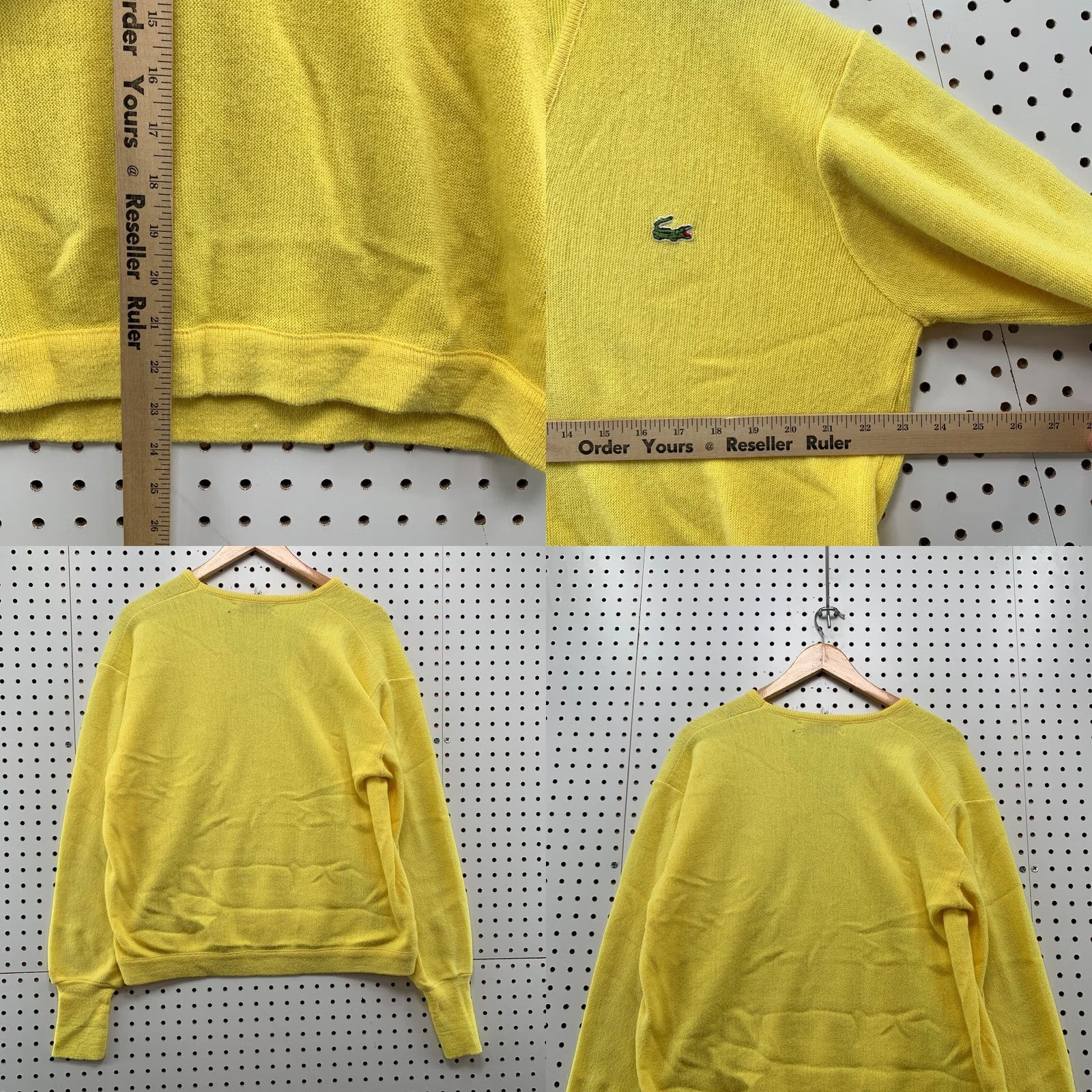 Izod VINTAGE Izod Lacoste Sweater Mens Large Yellow Knit Long Sleeve V-Neck Pullover 90s Size US L / EU 52-54 / 3 - 9 Thumbnail