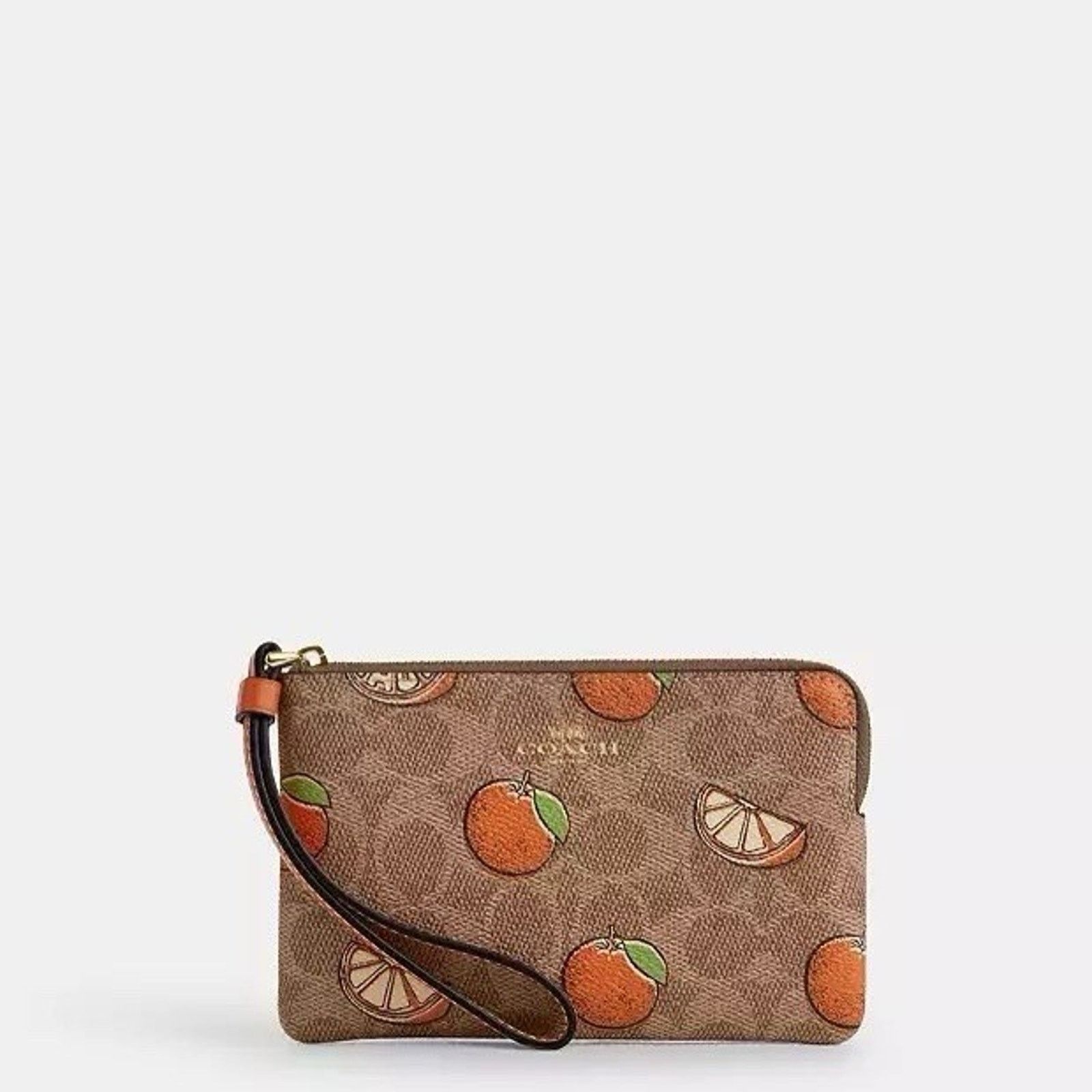 Coach NWT Coach CBB82 Corner Zip Wristlet Signature Canvas Orange Size ONE SIZE - 5 Thumbnail