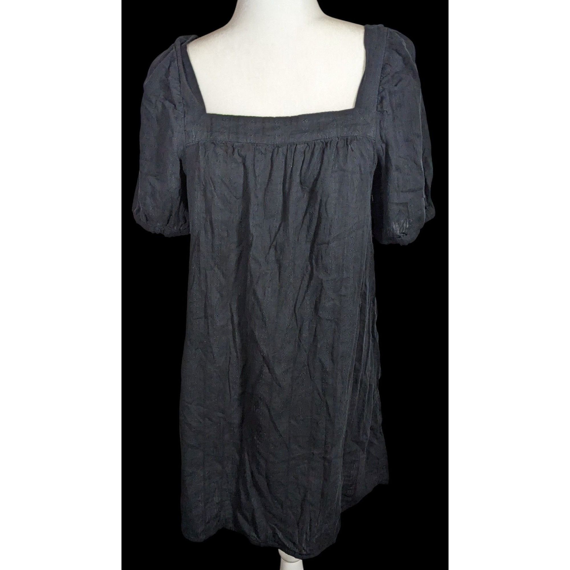 Old Navy Old Navy Black Mini Peasant Dress With Puff Sleeves Size S / US 4 / IT 40 - 1 Thumbnail