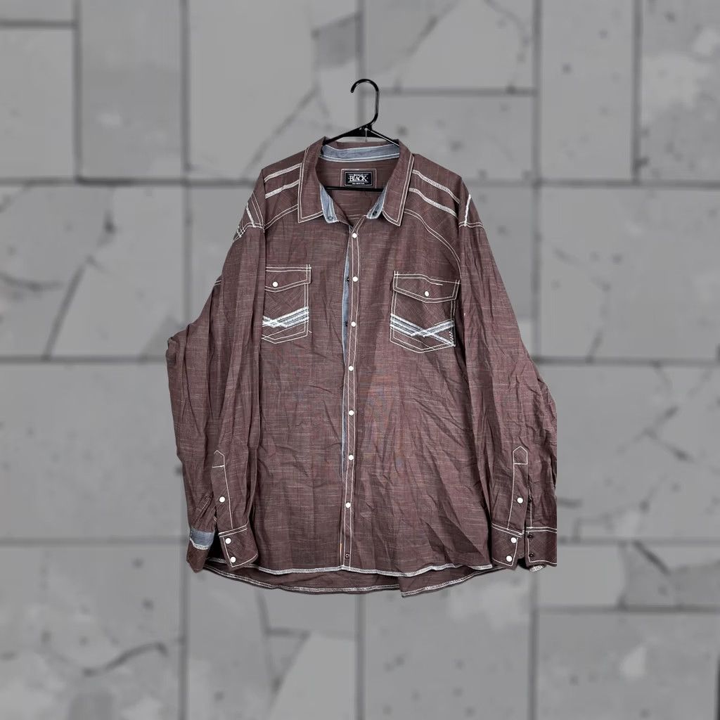 Buckle Black Buckle Black Western Shirt Mens Big Tall 4XL Brown Solid Long Sleeve Pearl Snap Size US XXL / EU 58 / 5 - 1 Thumbnail