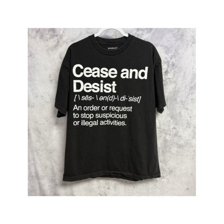 Market Market Cease and Desist Graphic T Shirt Mens XL Short Sleeve Size US XL / EU 56 / 4 - 2 Thumbnail