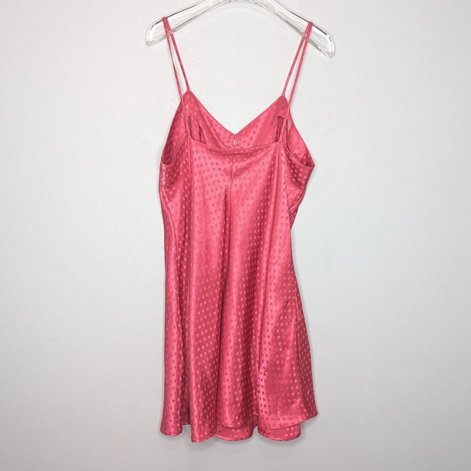 Vintage Vintage Pink Polka Dot Pattern Satin Slip Dress Buttons Size L / US 10 / IT 46 - 2 Thumbnail