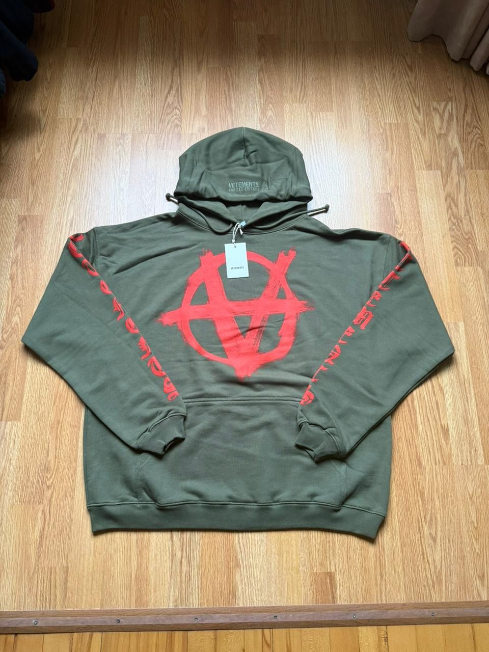 Vetements CC28 Double Anarchy Limited Hoodie in Khaki | Grailed