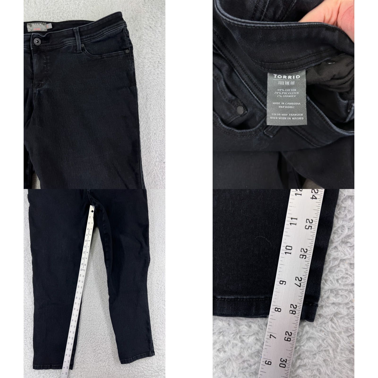 Torrid Torrid Jeans Women 18 Black Luxe Skinny Sateen Denim Cotton Blend High Rise 5-Pocket Regular Fit Twill Col Size 40" / US 18 - 8 Thumbnail