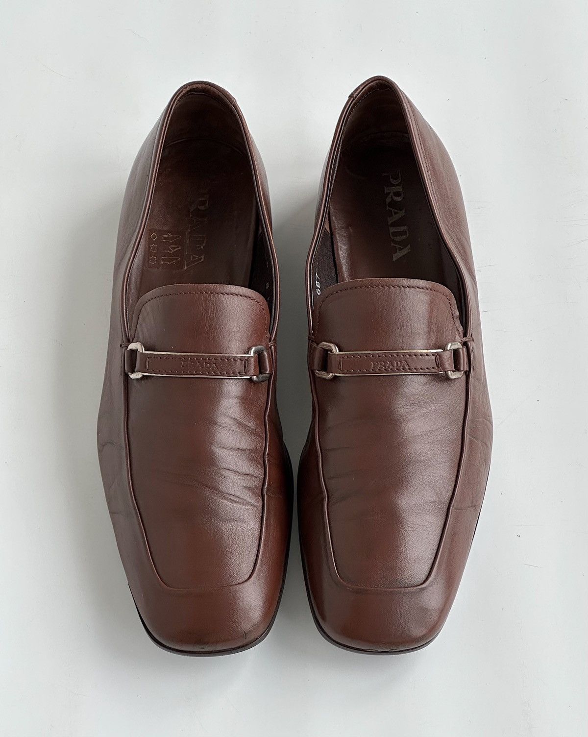 Prada Ss1999 Logo Buckle Loafers Shoes Boots Vintage Rapper in Brown, Men's (Size 10)